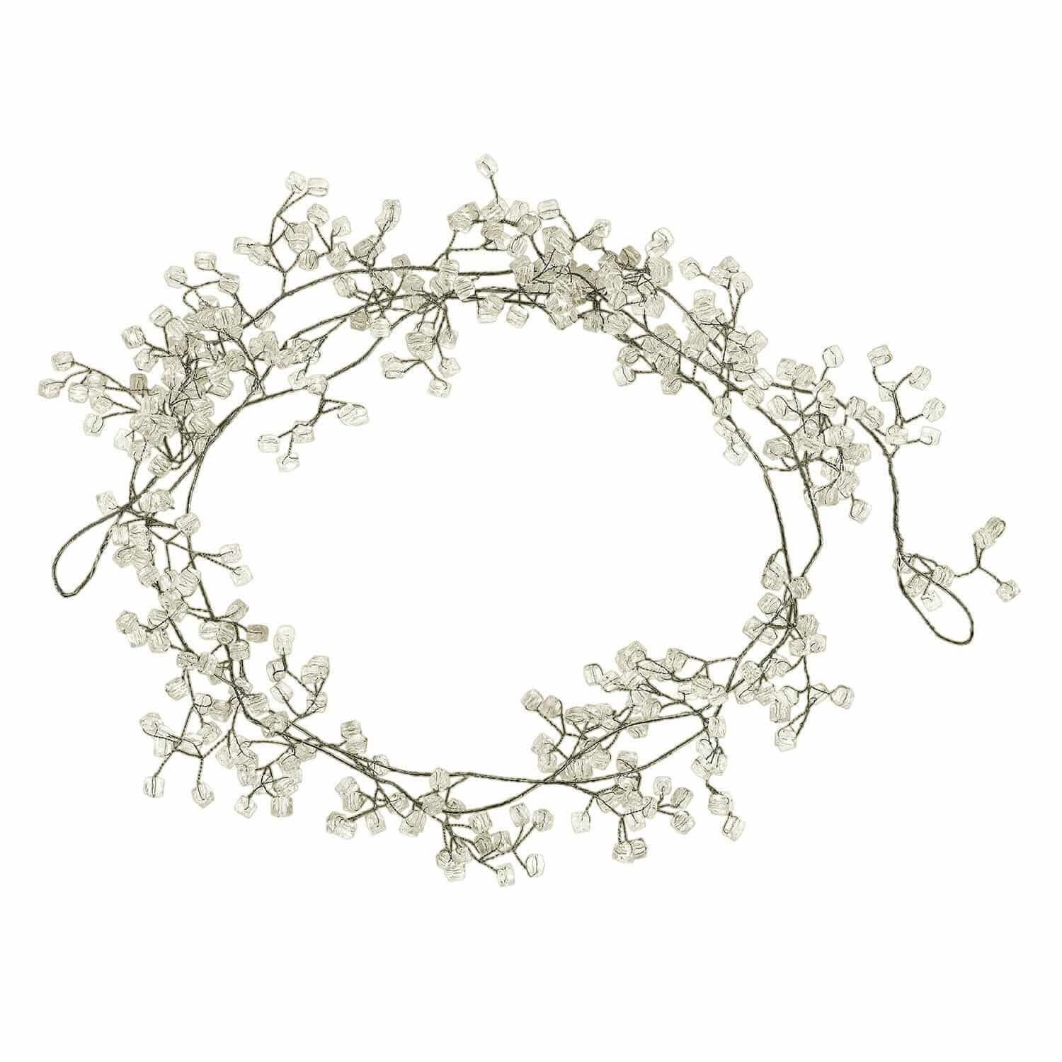 Guirlande Claix Guirlande lumineuse délicate avec petites lampes en cristal transparent sur fil métallique, décoration LED.