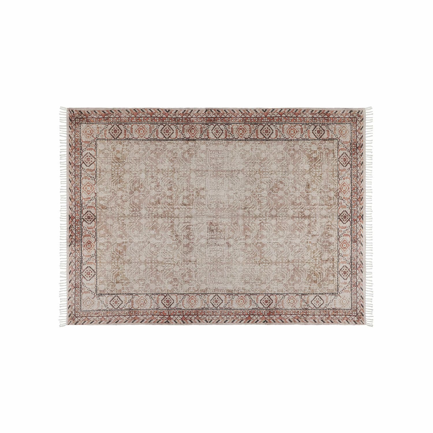 Tapis Bunbury marron beige avec motif subtil, adapté pour intérieur et extérieur, style vintage