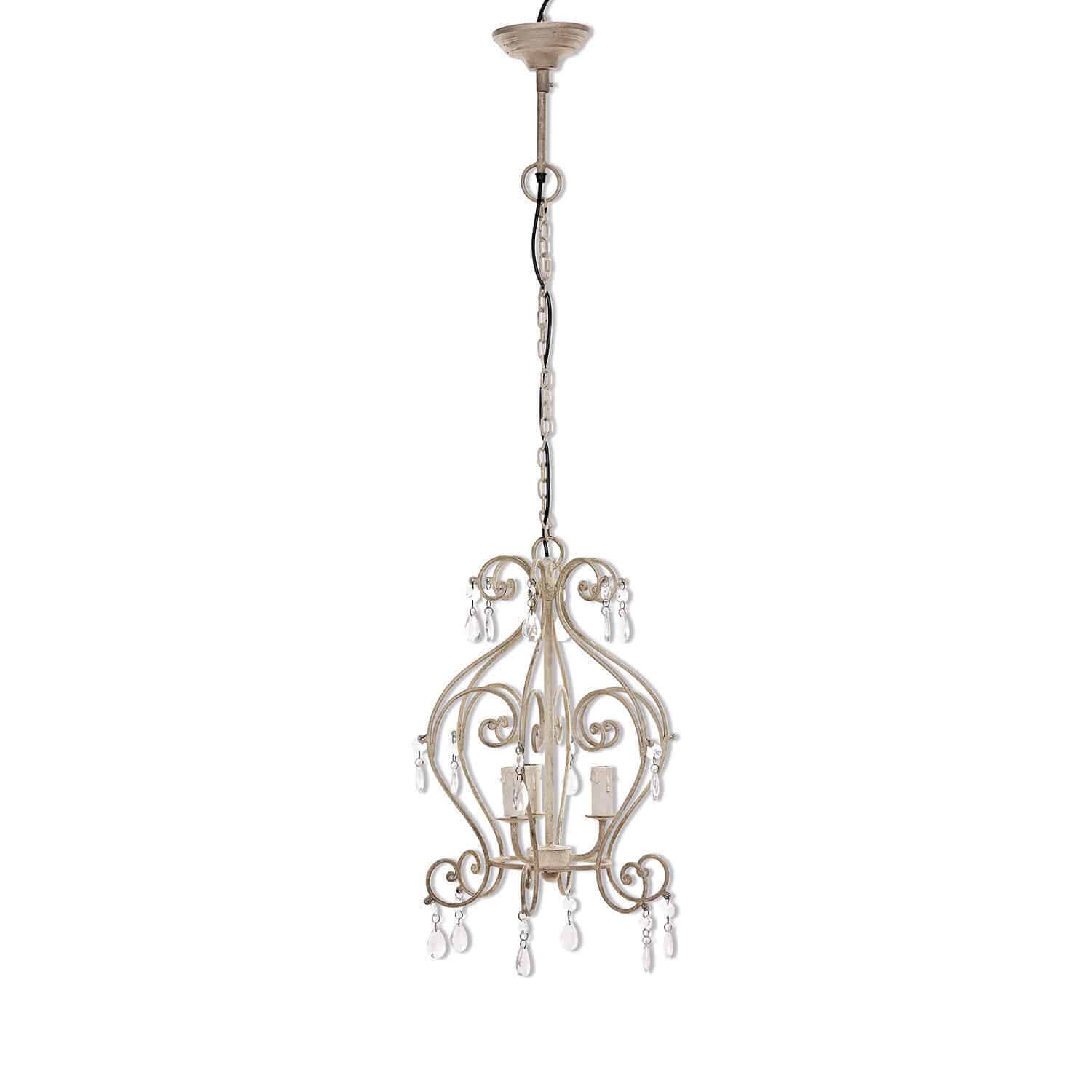Lustre Manor Suspension en métal beige avec ornements en cristal pour salon élégant