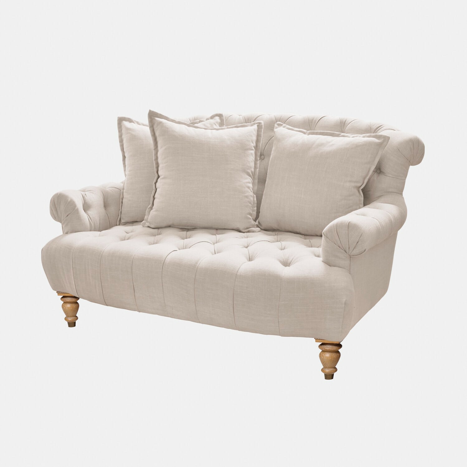 Canapé Springfield Village Canapé beige en tissu avec dossier capitonné et pieds en bois, coussins confortables