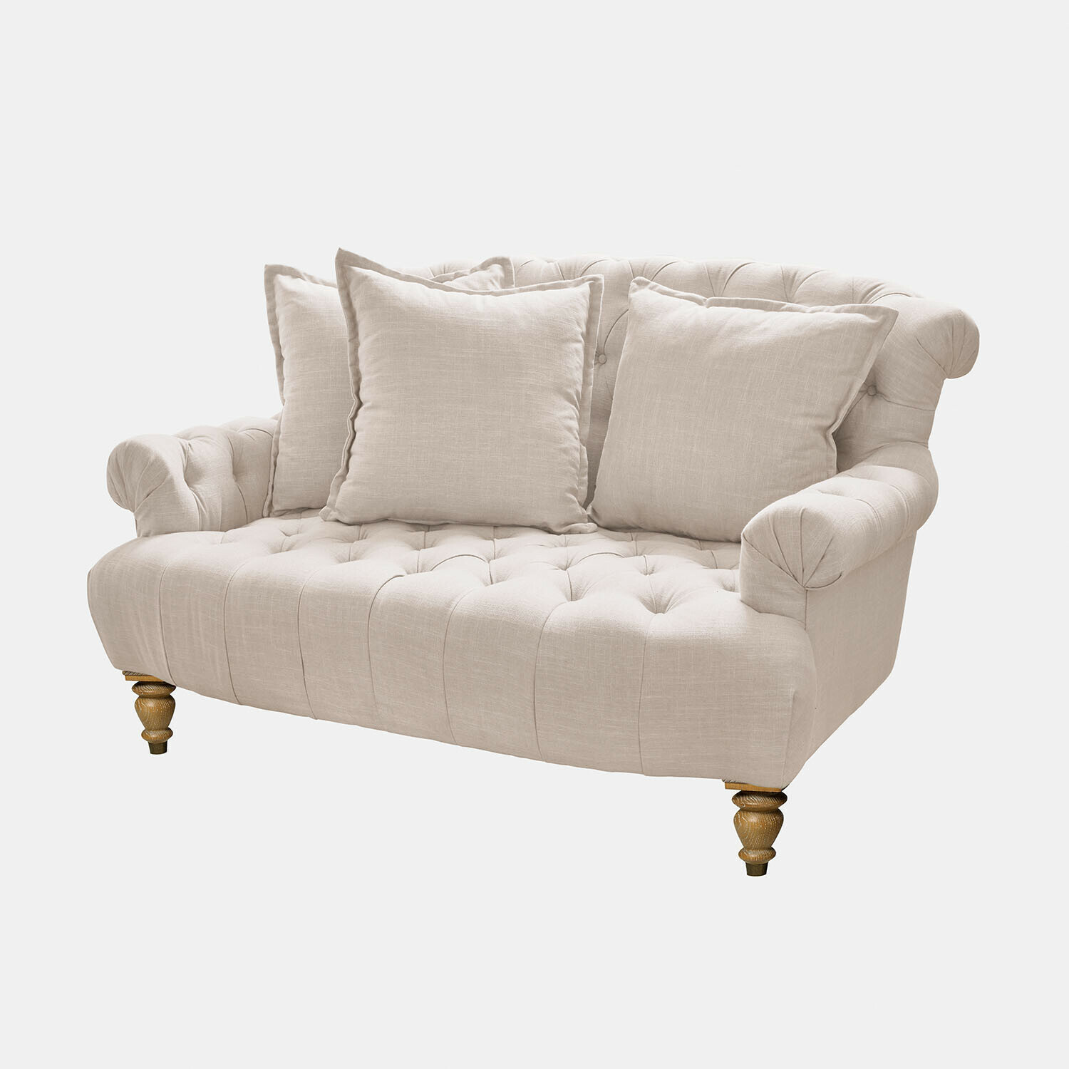 Canapé Springfield Village Canapé beige en tissu avec dossier capitonné et pieds en bois, coussins confortables