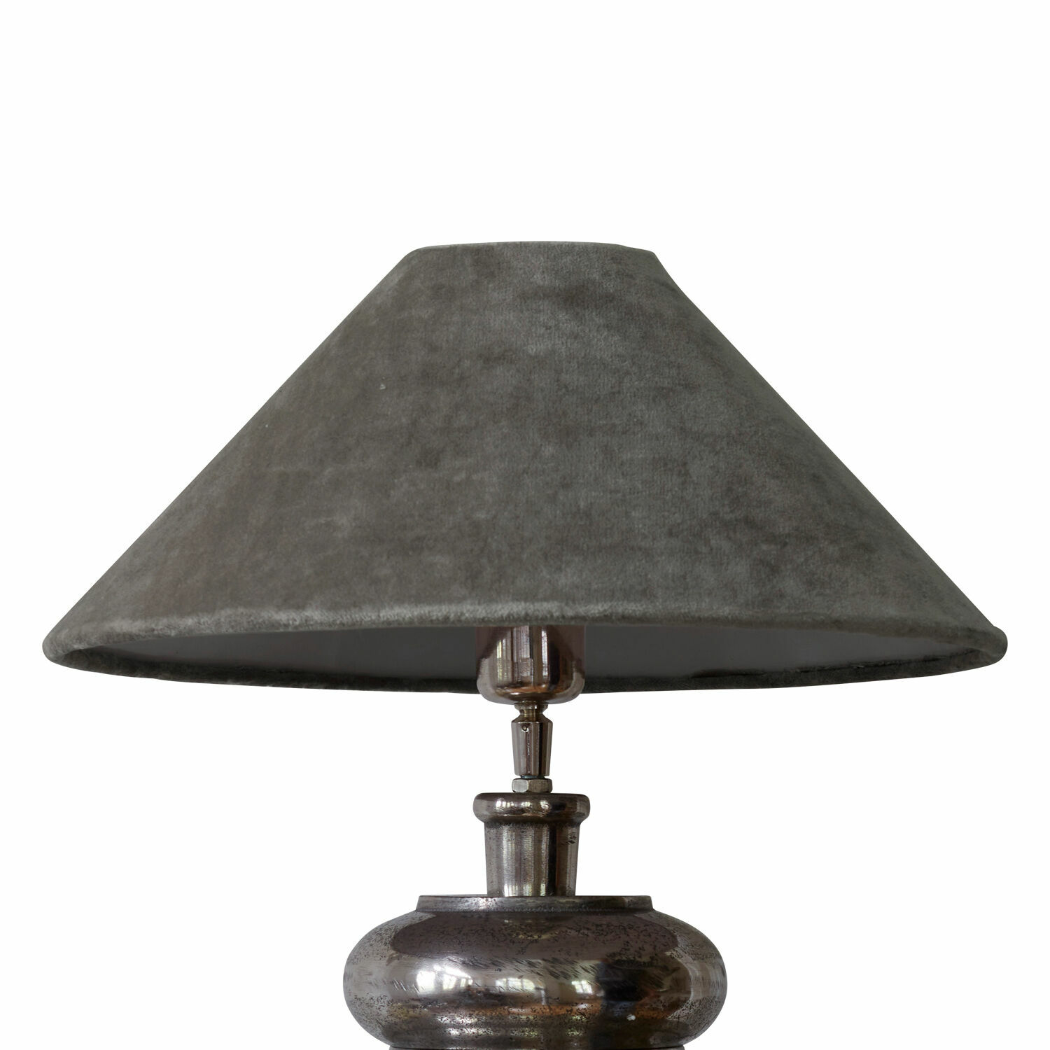 gris Abat-jour gris Emmera en tissu doux sur base métallique, lampe décorative moderne