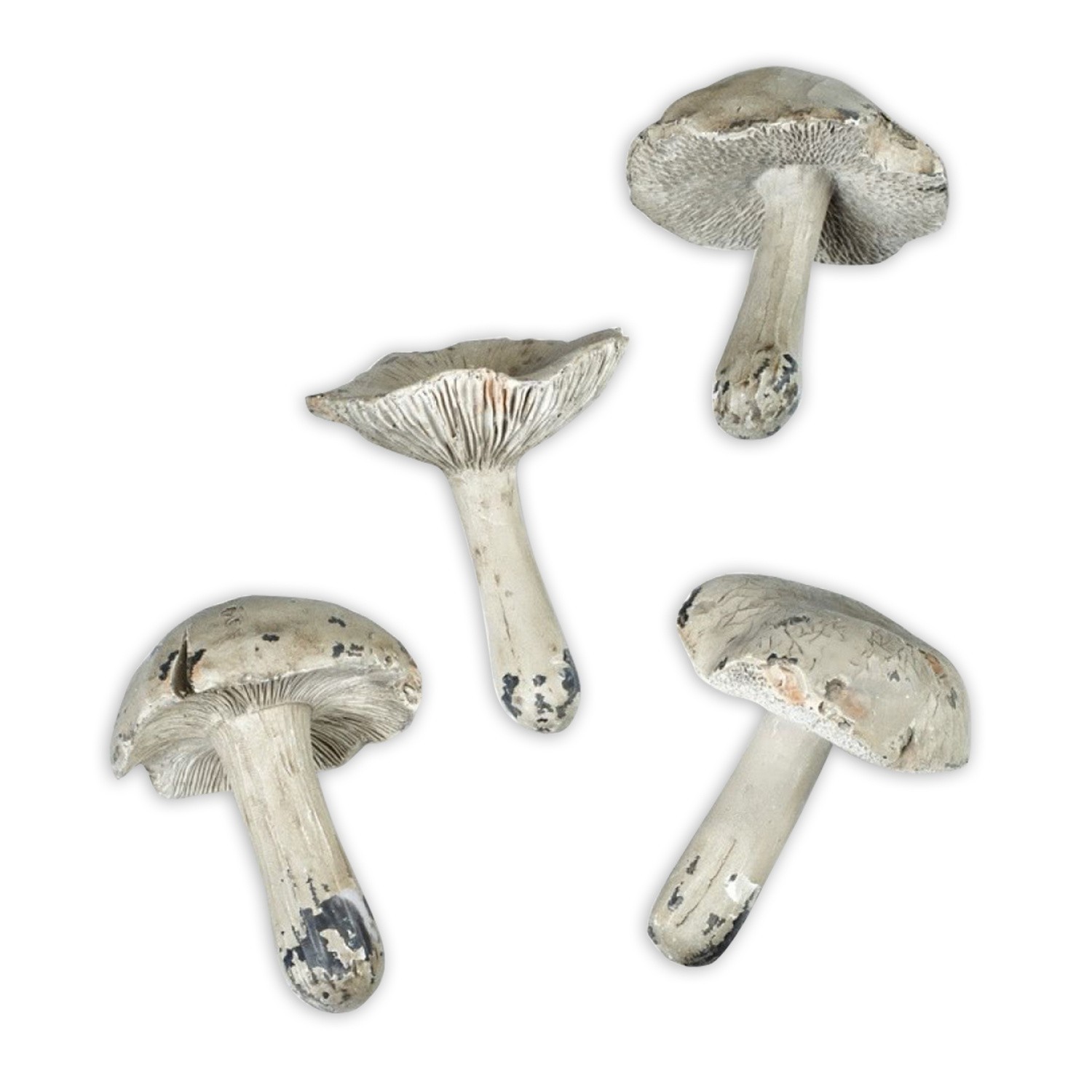 Lot de 4 champignons décoratifs Joca Champignons décoratifs gris avec surface vieillie, décoration intérieure et jardin