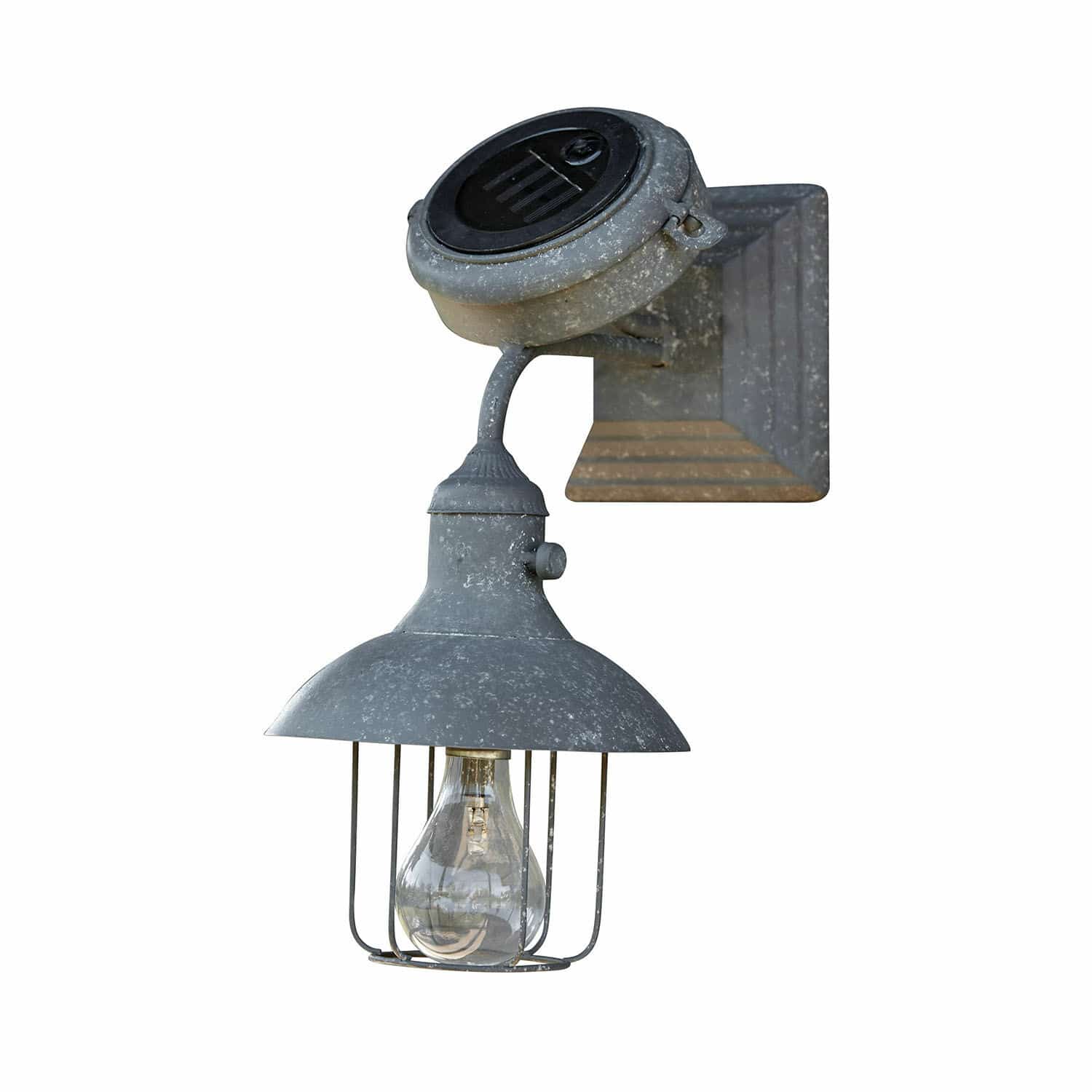 Lanterne murale solaire Anniviers Applique murale grise en métal avec abat-jour et protection pour ampoule, éclairage extérieur
