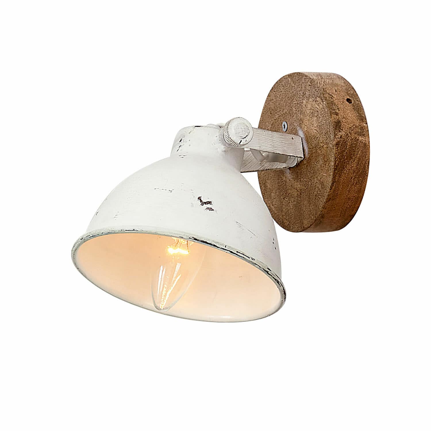 Applique Ballée Applique murale en métal blanc avec base en bois style vintage pour éclairage intérieur