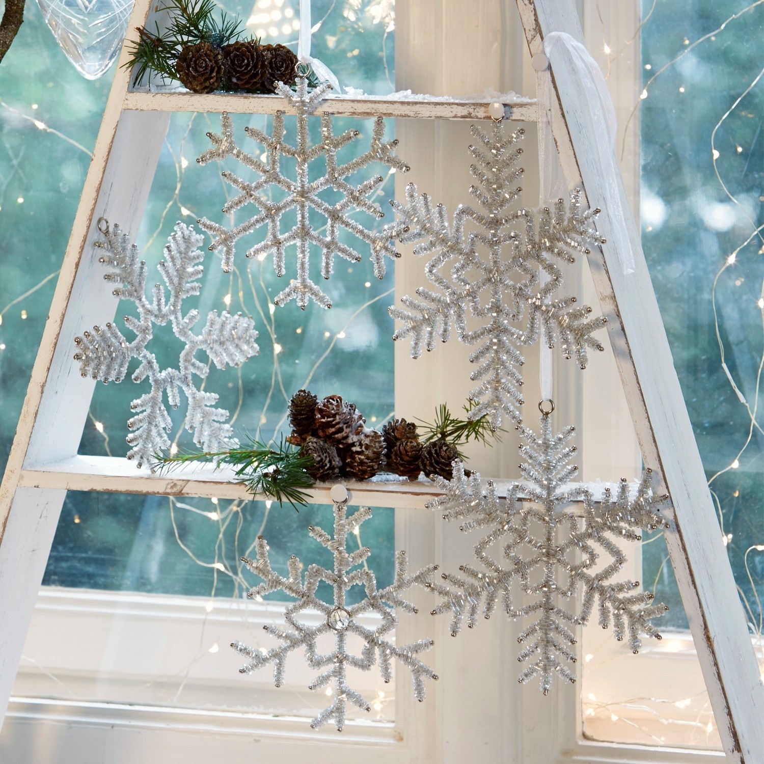 Lot de 5 décorations de Noël Snowflake