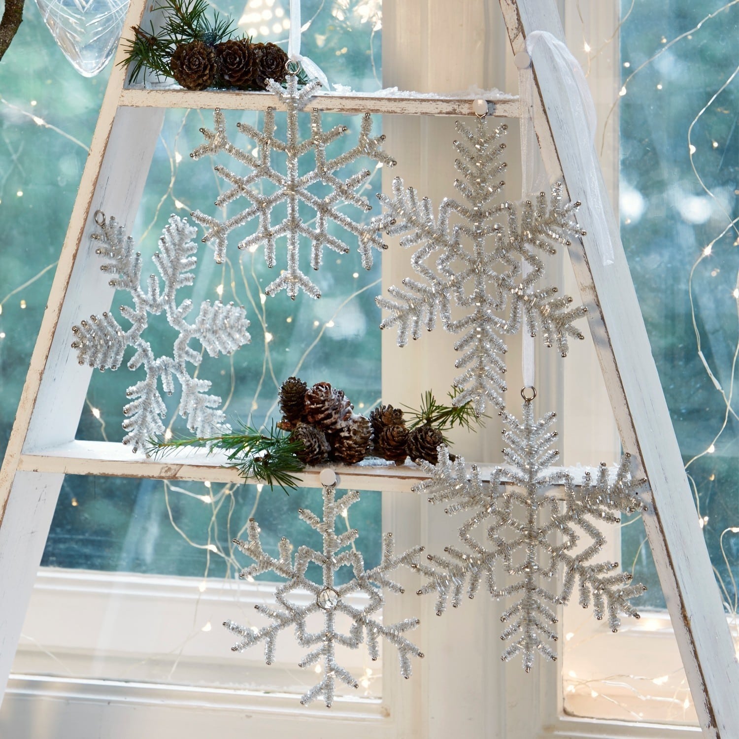 Lot de 5 décorations de Noël Snowflake