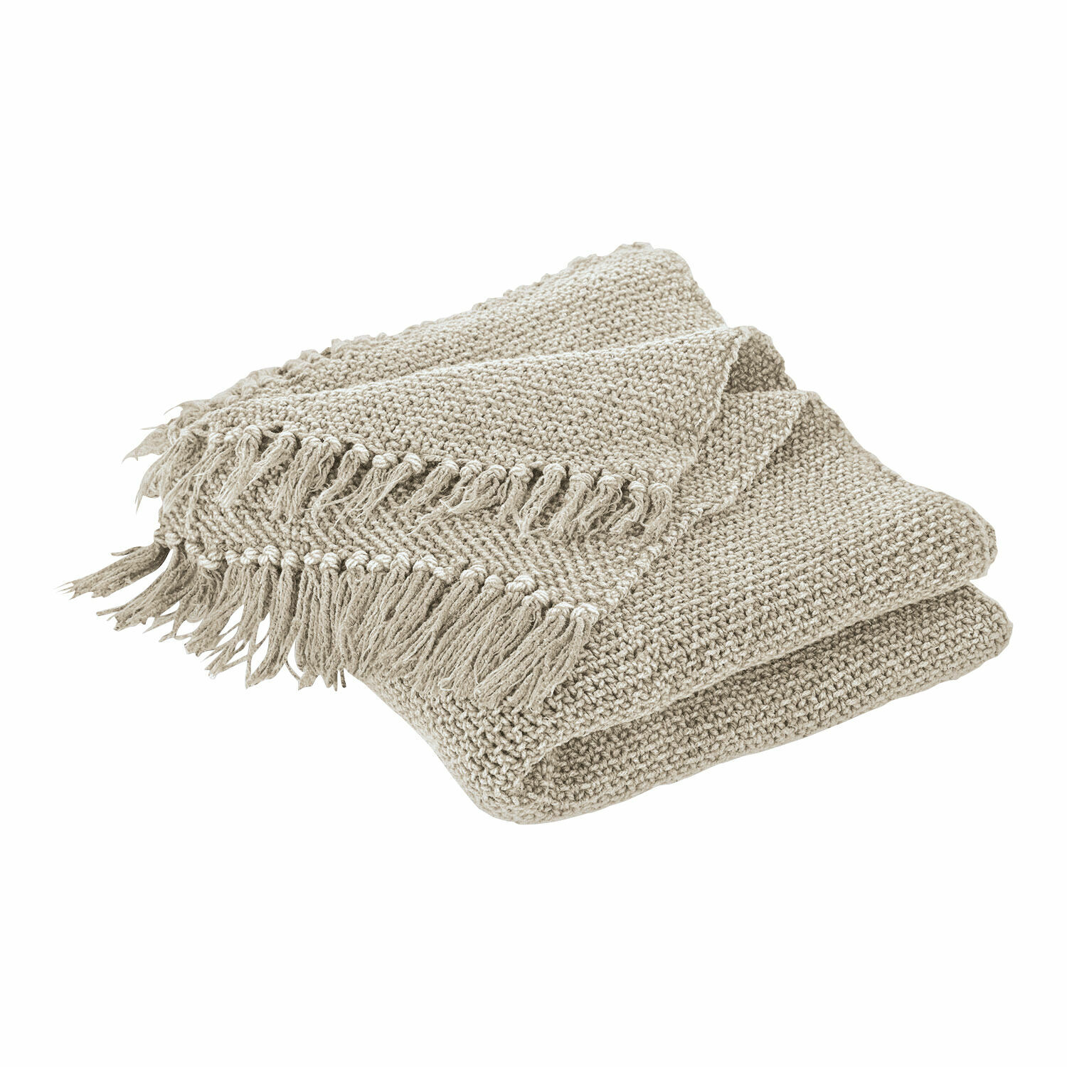 Plaid Kendall Plaid beige avec franges en tissu doux, parfait pour décorer et réchauffer votre intérieur