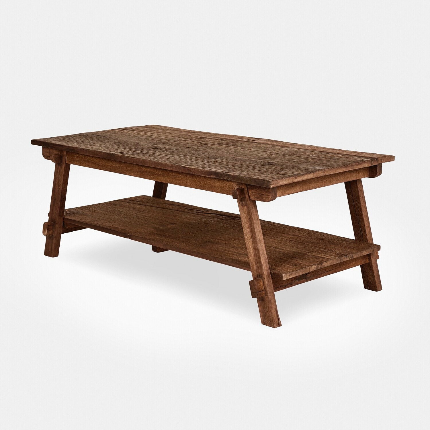 Table basse Brévonne Table basse en bois brun avec étagère inférieure, design rustique pour salon chaleureux