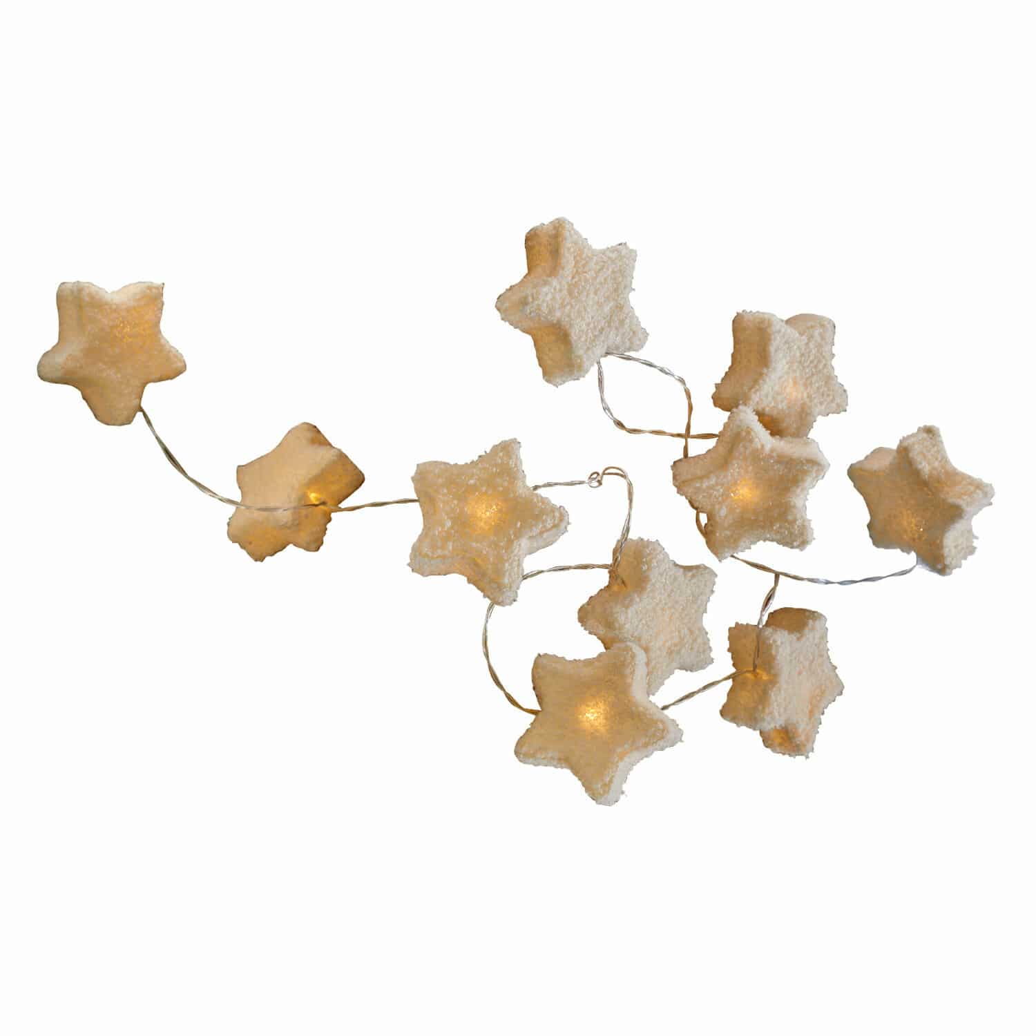 Guirlande lumineuse Starwhisper Guirlande lumineuse en forme d'étoiles en tissu blanc doux avec éclairage LED chaud décoratif