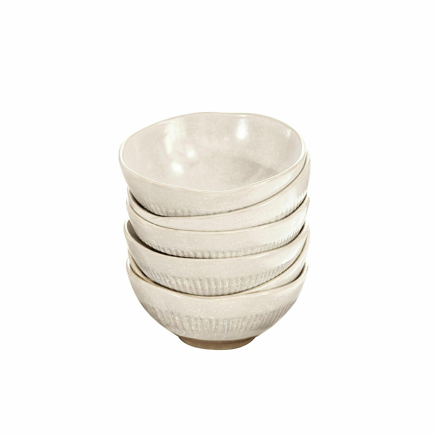 beige Ensemble de 4 bols en céramique beige avec motif subtil, parfait pour la cuisine et la table