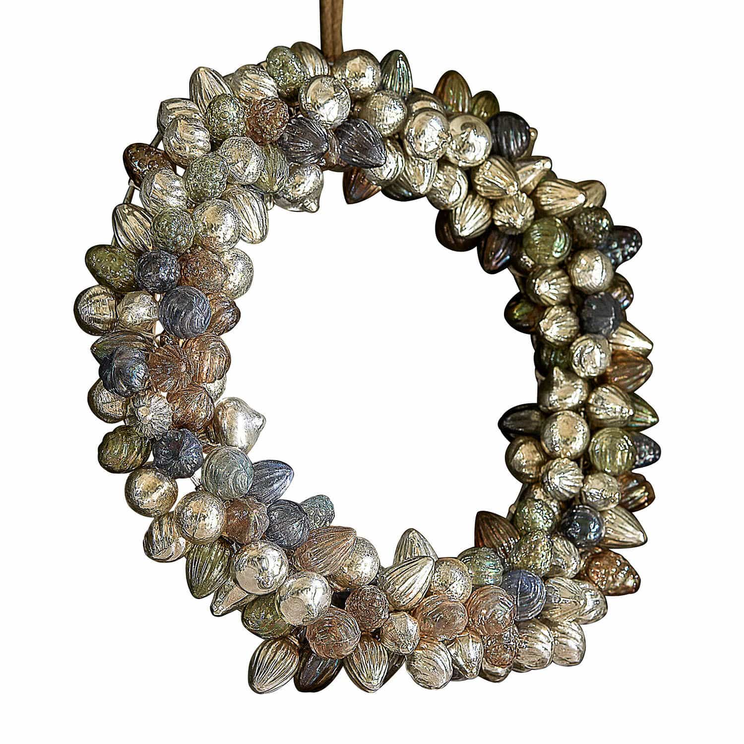 Couronne Azélisse Couronne décorative en métal avec des noix dorées et brunes pour décoration intérieure