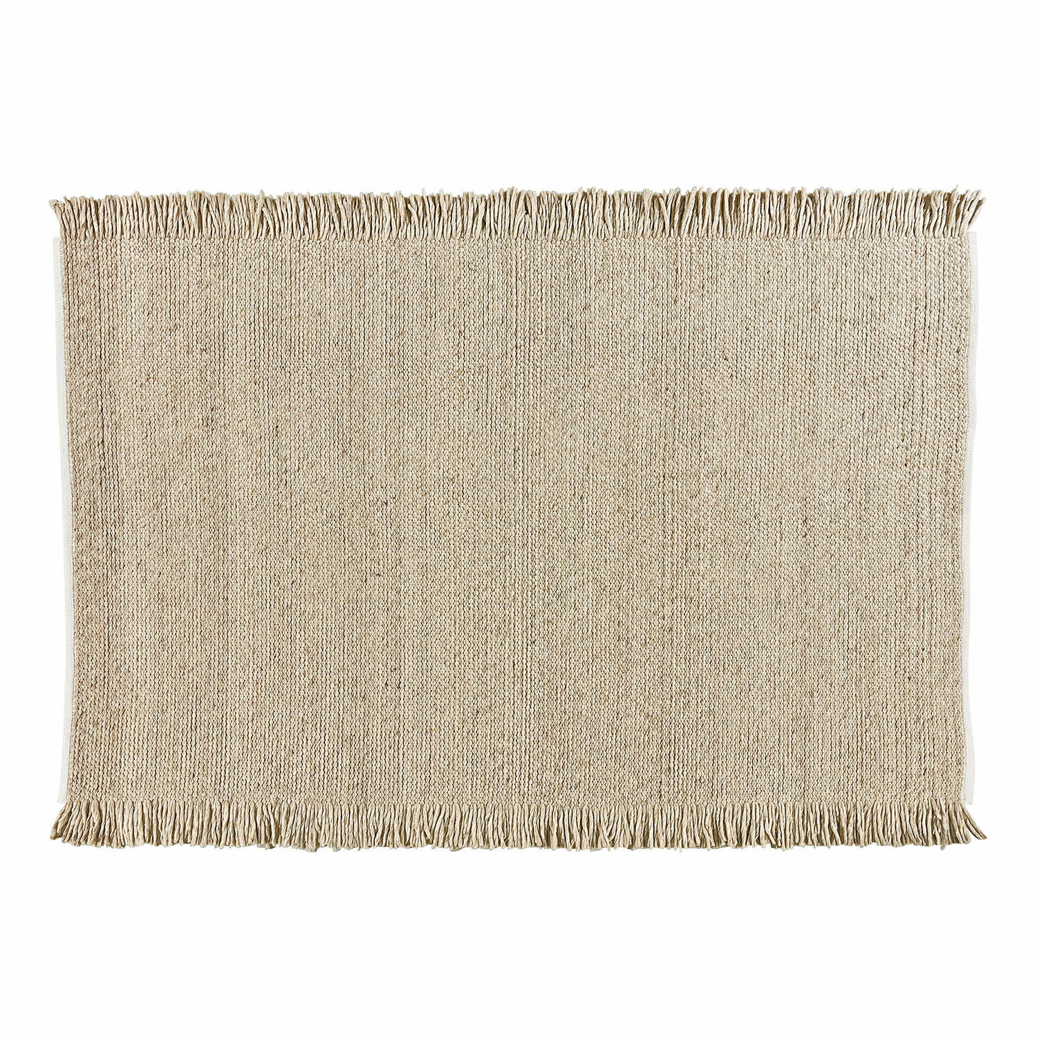 Tapis Levraut Tapis beige à franges en matériau naturel, parfait pour un intérieur moderne et chaleureux