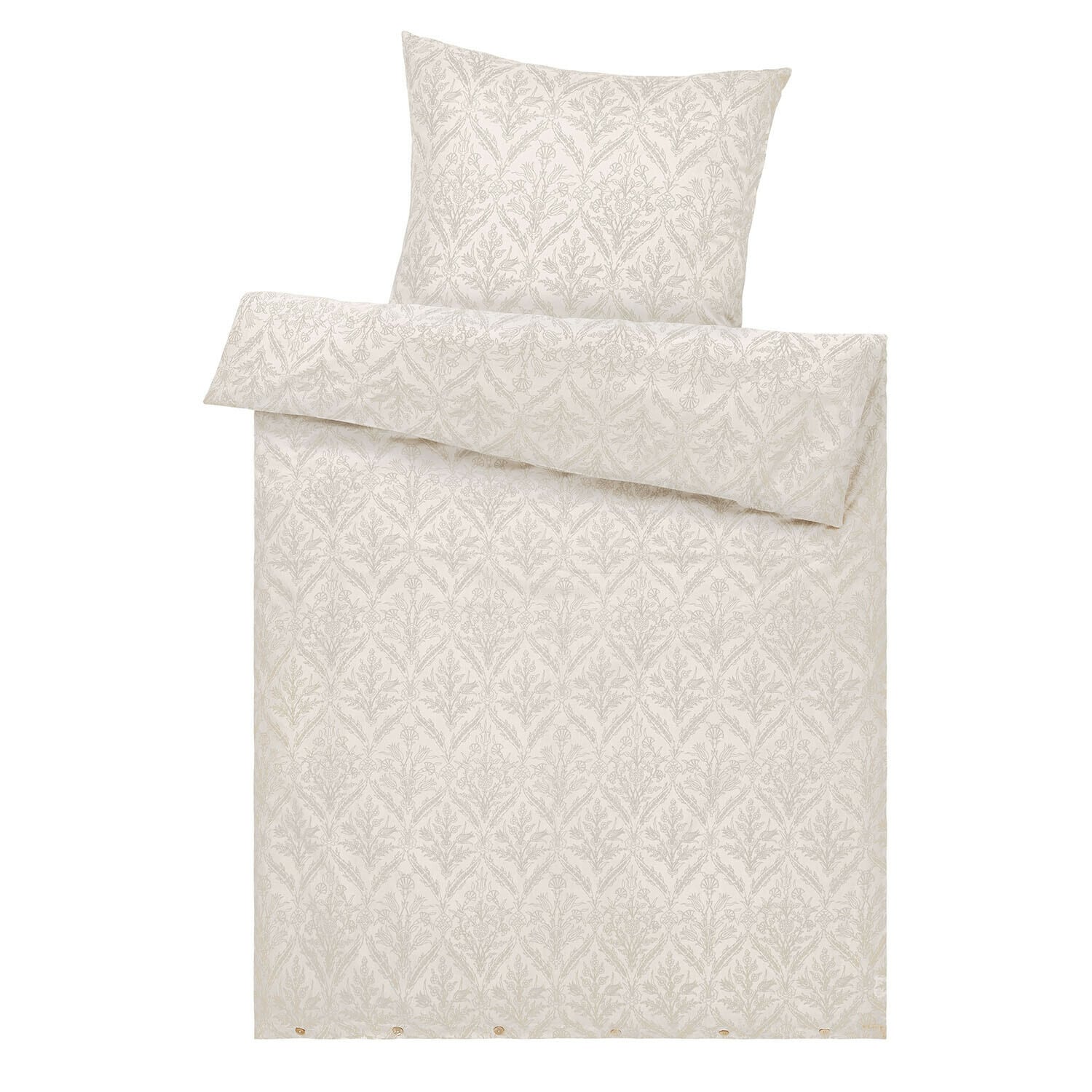 Parure de lit Jardin Royale Parure de lit en coton crème avec motif végétal délicat, douce et élégante pour chambre