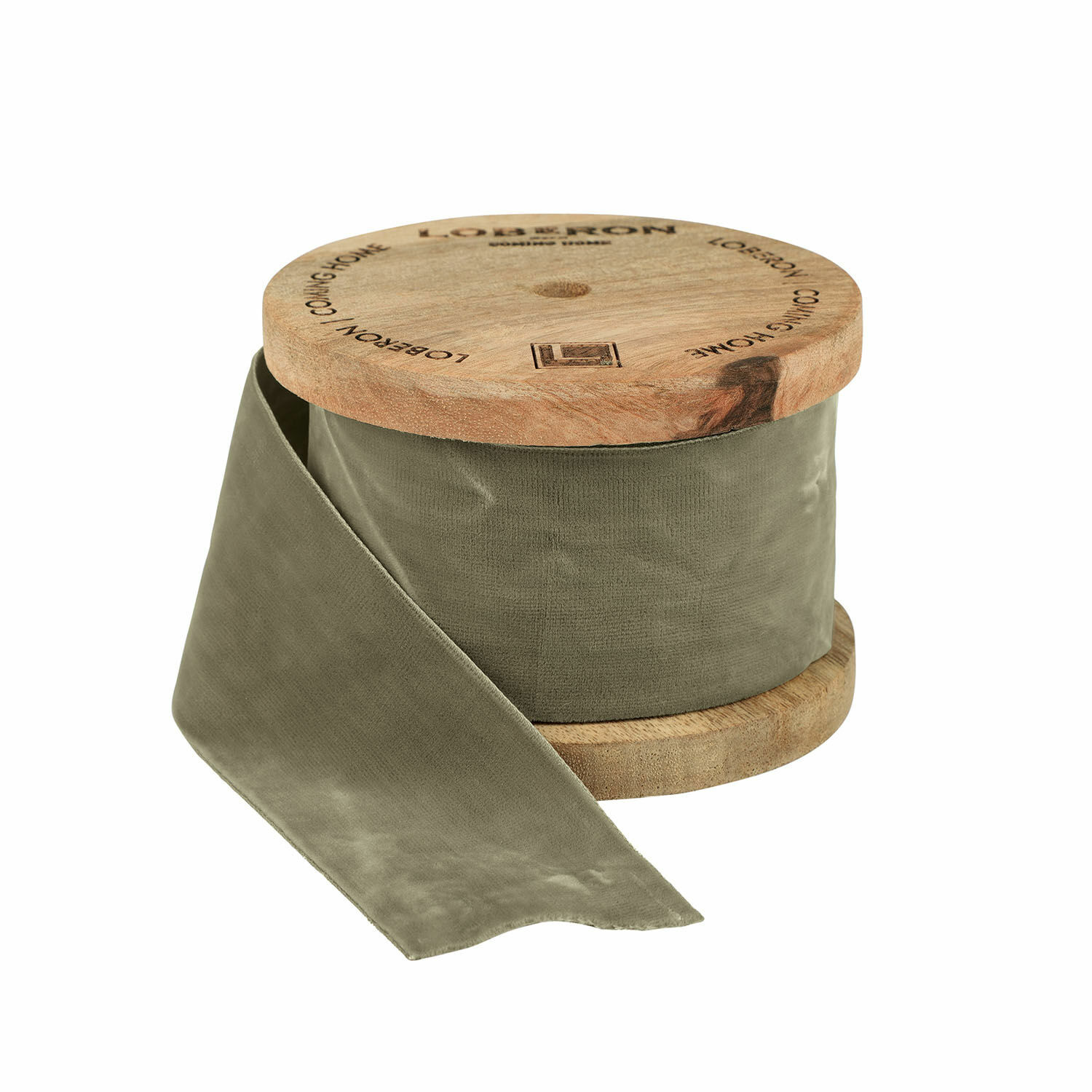Ruban de velours Phaedra Ruban en velours vert sur bobine en bois pour décoration et artisanat