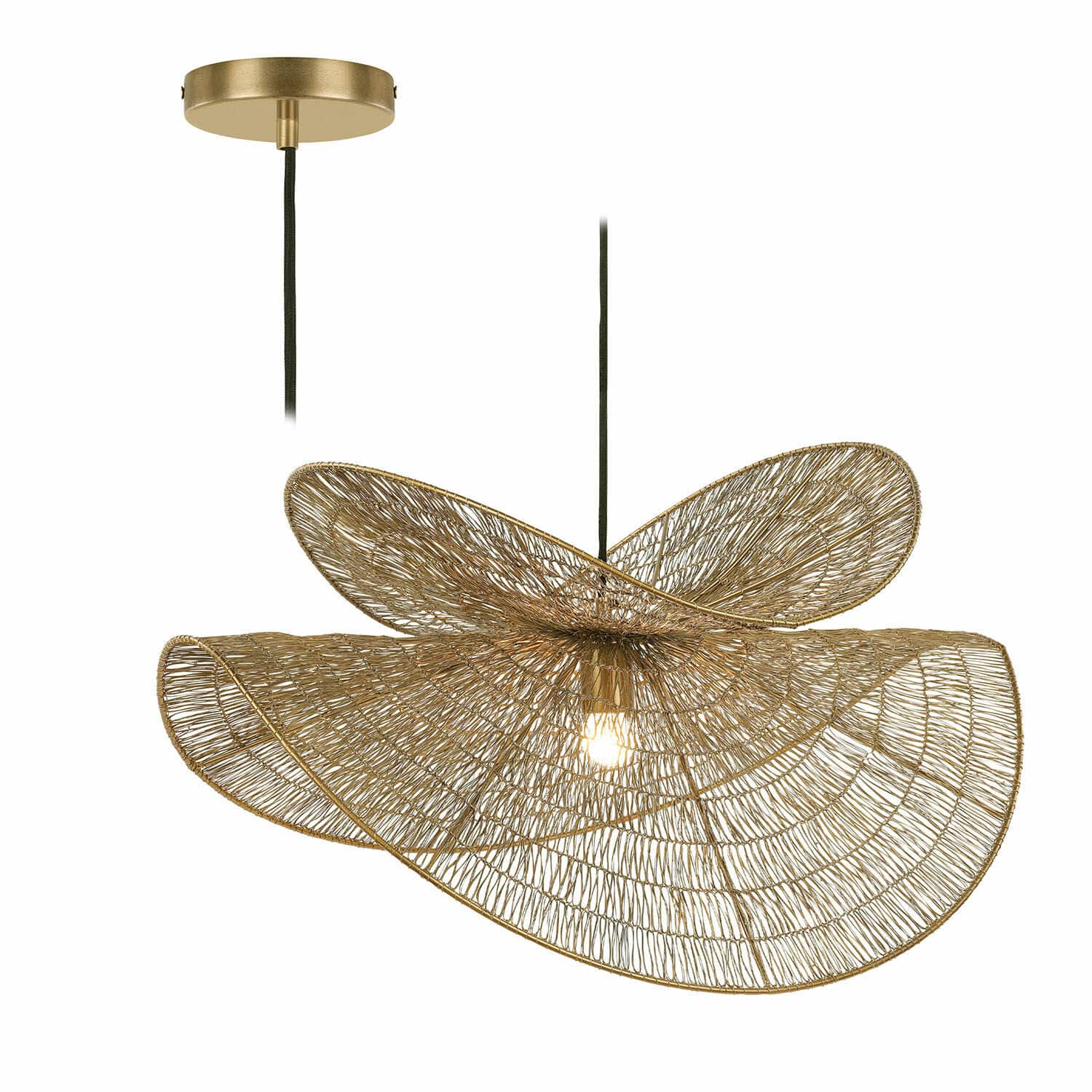 Suspension Zenlira Suspension dorée en métal ajouré au design moderne pour salon ou salle à manger