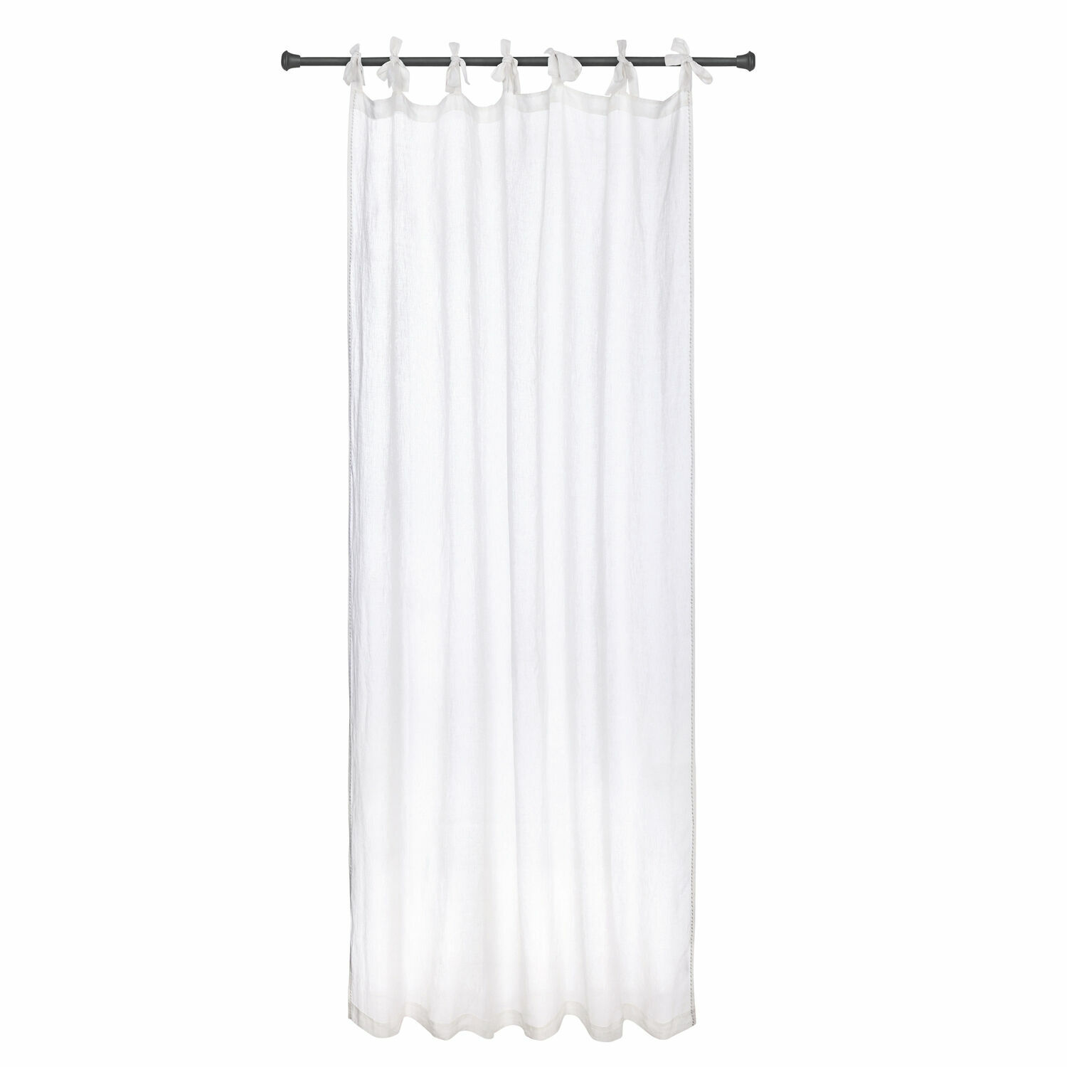 blanc Rideau blanc Monthelie en tissu léger avec boucles nouées, décoration de fenêtre élégante
