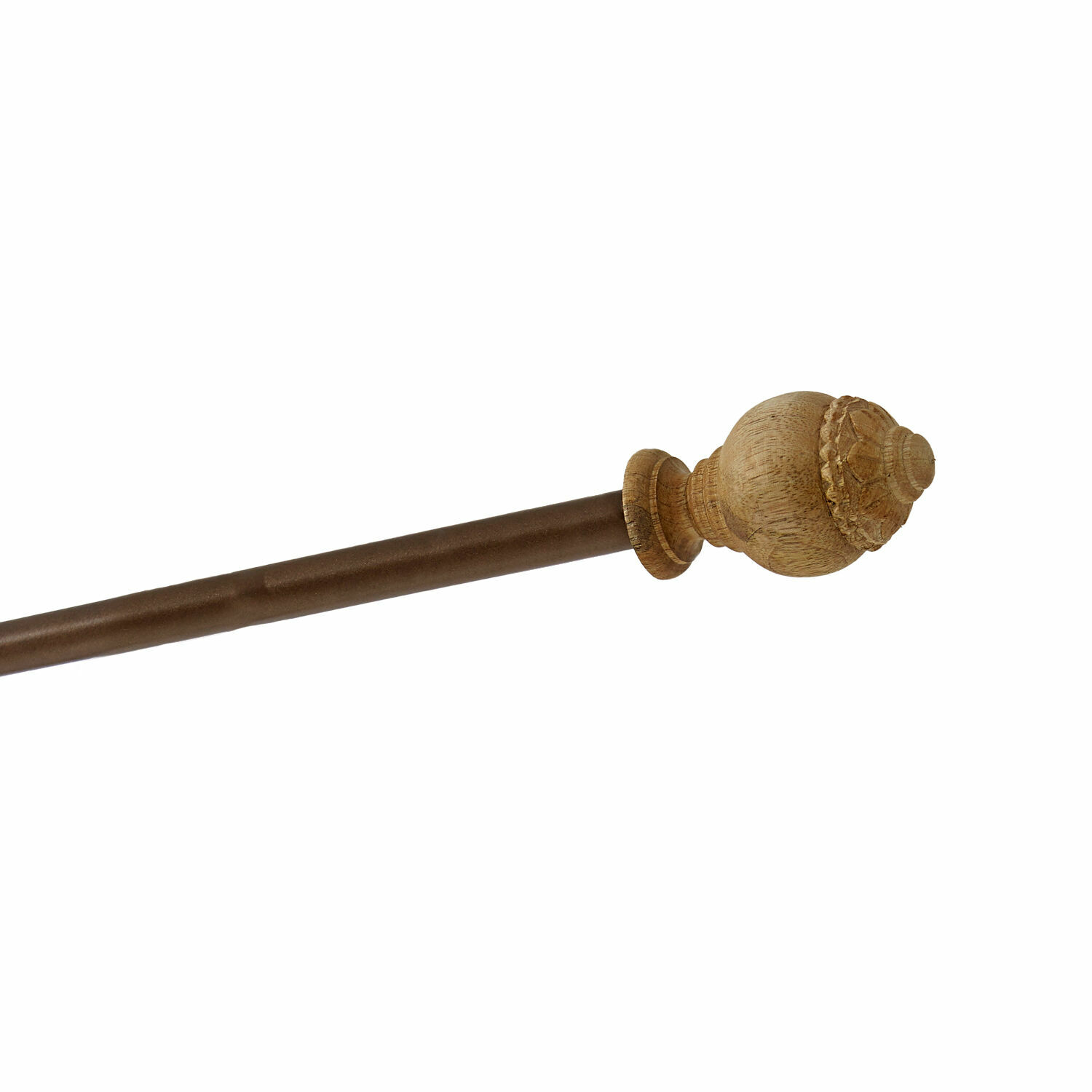 marron vieilli Tringle à rideau en bois brun antique avec embout décoratif, accessoire élégant pour la maison