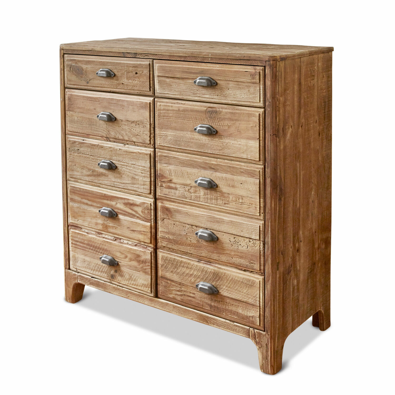 Commode Kerava Commode en bois naturel avec poignées métalliques, meuble de rangement pratique pour la maison