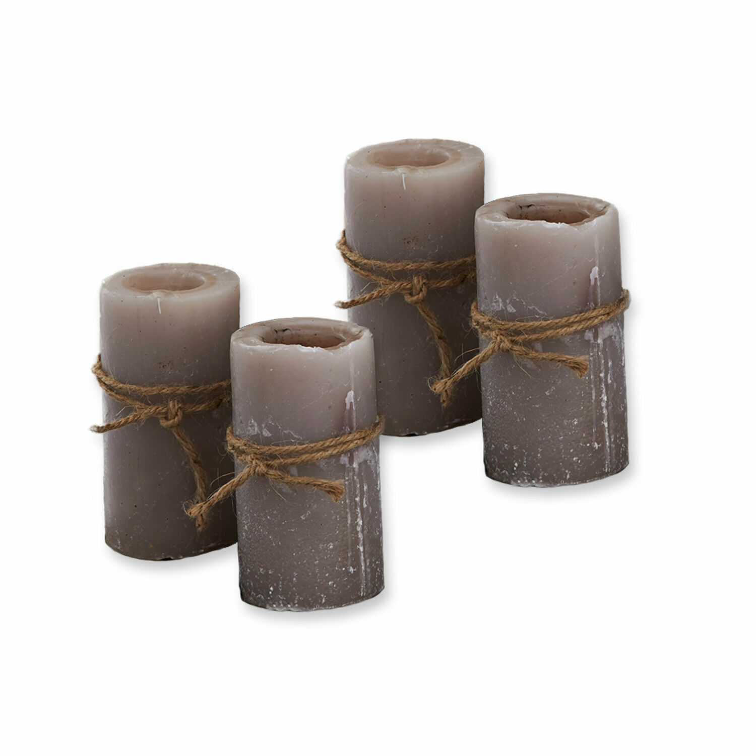 taupe Lot de 4 bougies Braga en cire taupe avec corde décorative, parfaites pour la décoration intérieure