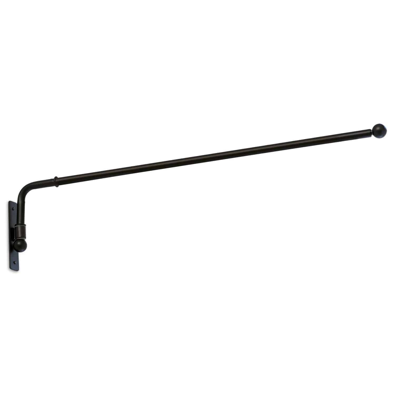 Tringle à rideaux Epping Barre murale noire en métal avec extrémités sphériques pour suspendre décorations ou rideaux