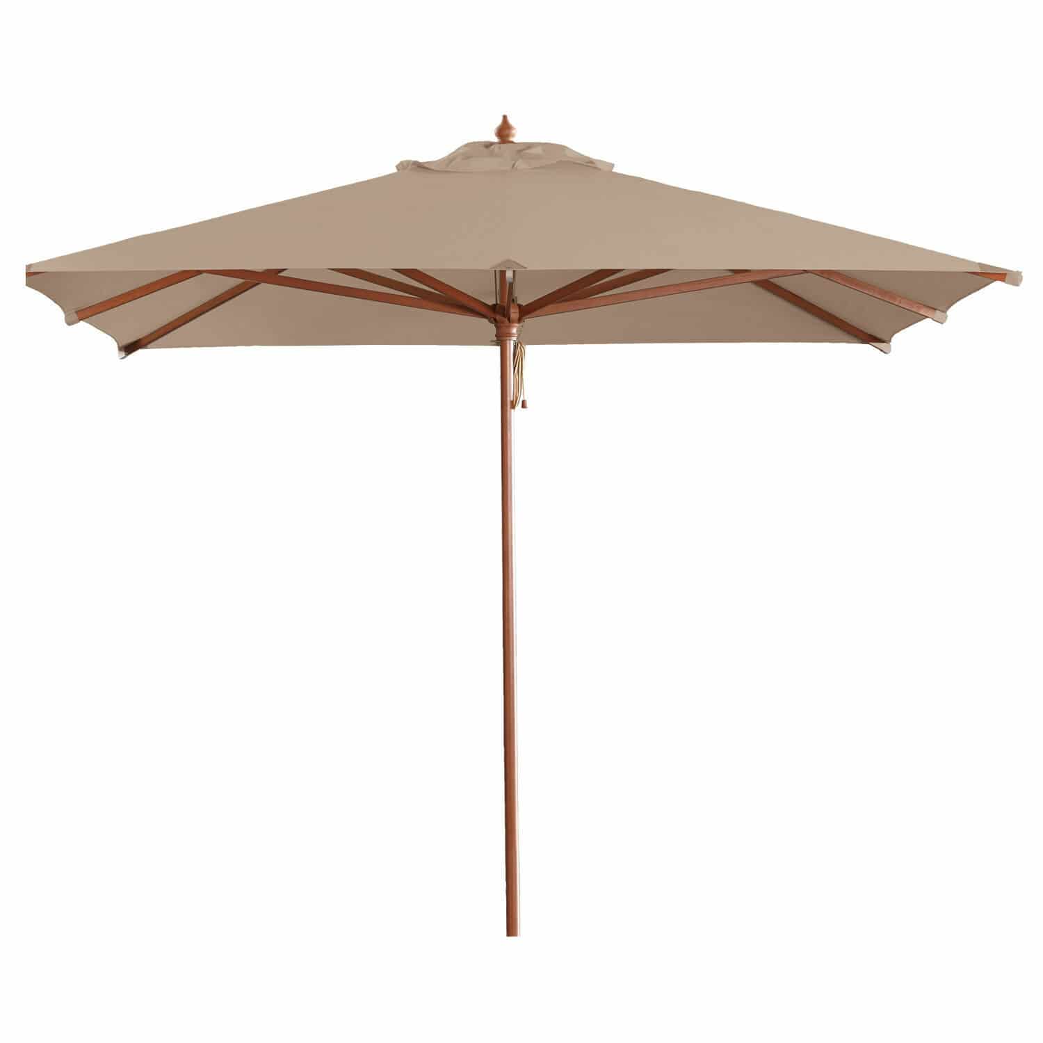 taupe Grand parasol de jardin Barnet taupe avec structure en bois, parfait pour terrasse et jardin