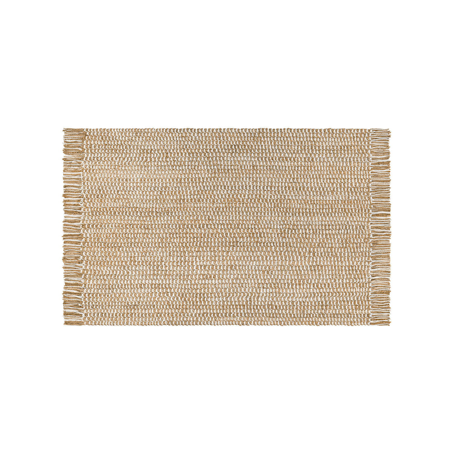 Tapis beige à franges en matériau naturel, parfait pour la décoration intérieure et les sols