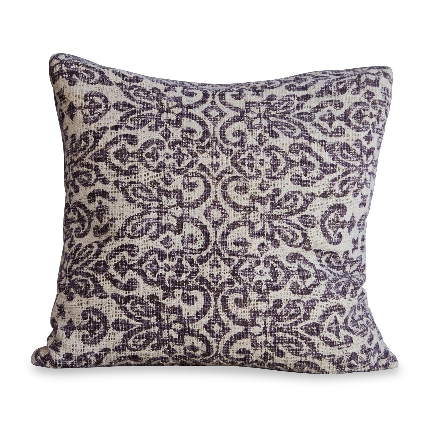 Coussin Plouisy Coussin décoratif en coton crème avec motif violet, parfait pour le salon et la décoration intérieure