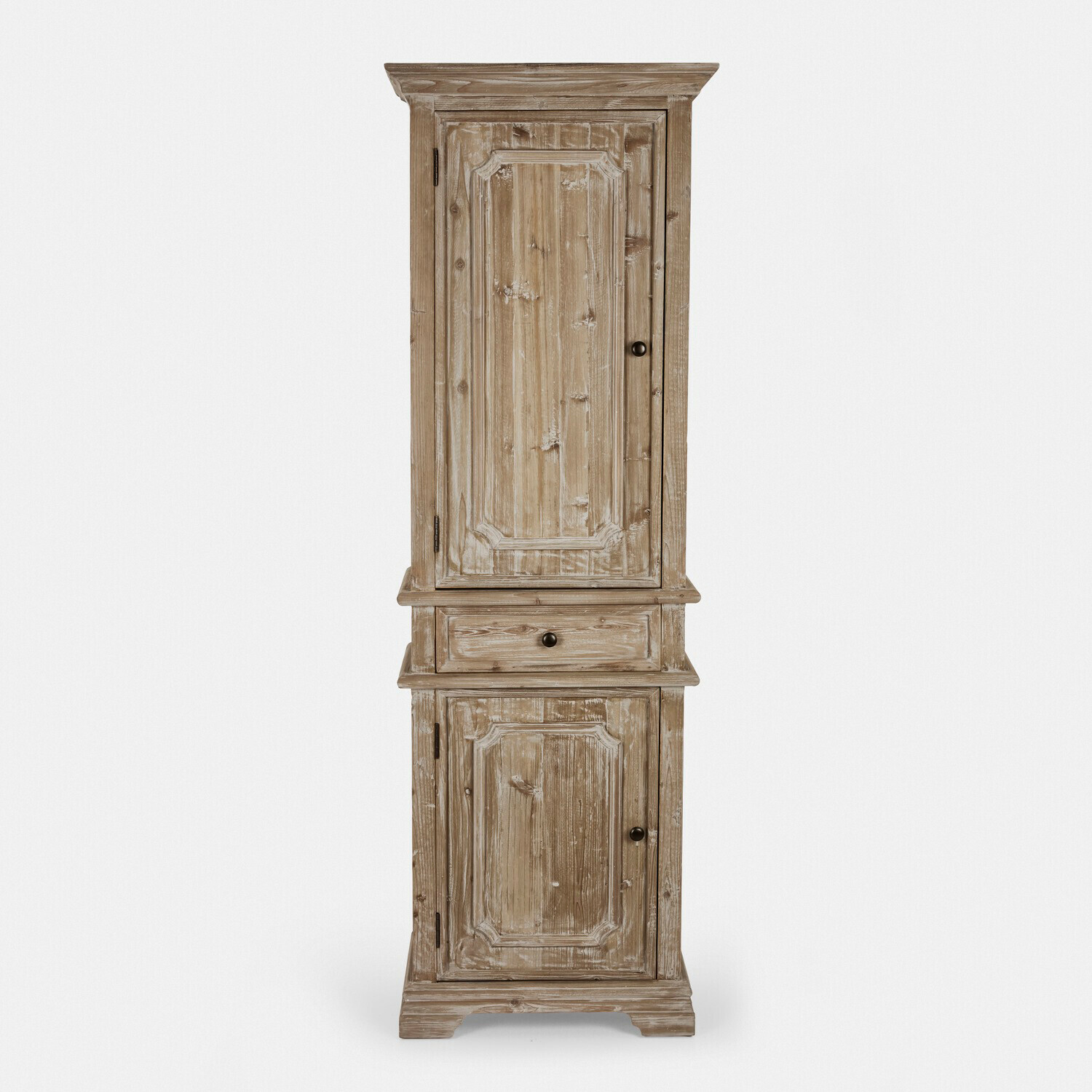 Armoire Pembroke Armoire haute en bois vieilli couleur naturelle avec tiroir et deux portes, style rustique