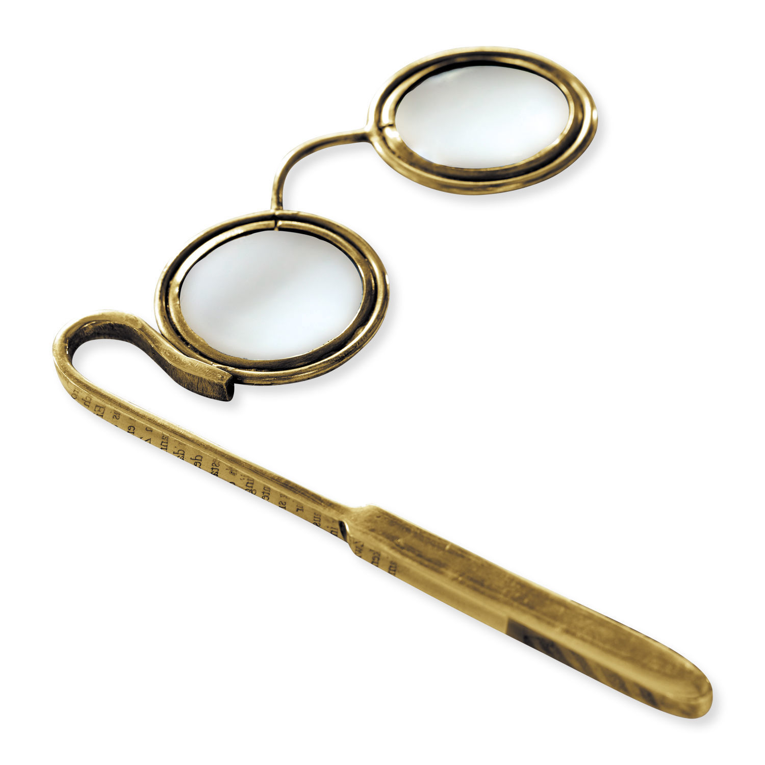 Loupe Robert Lunettes de lecture dorées avec deux verres ronds et une branche incurvée en métal