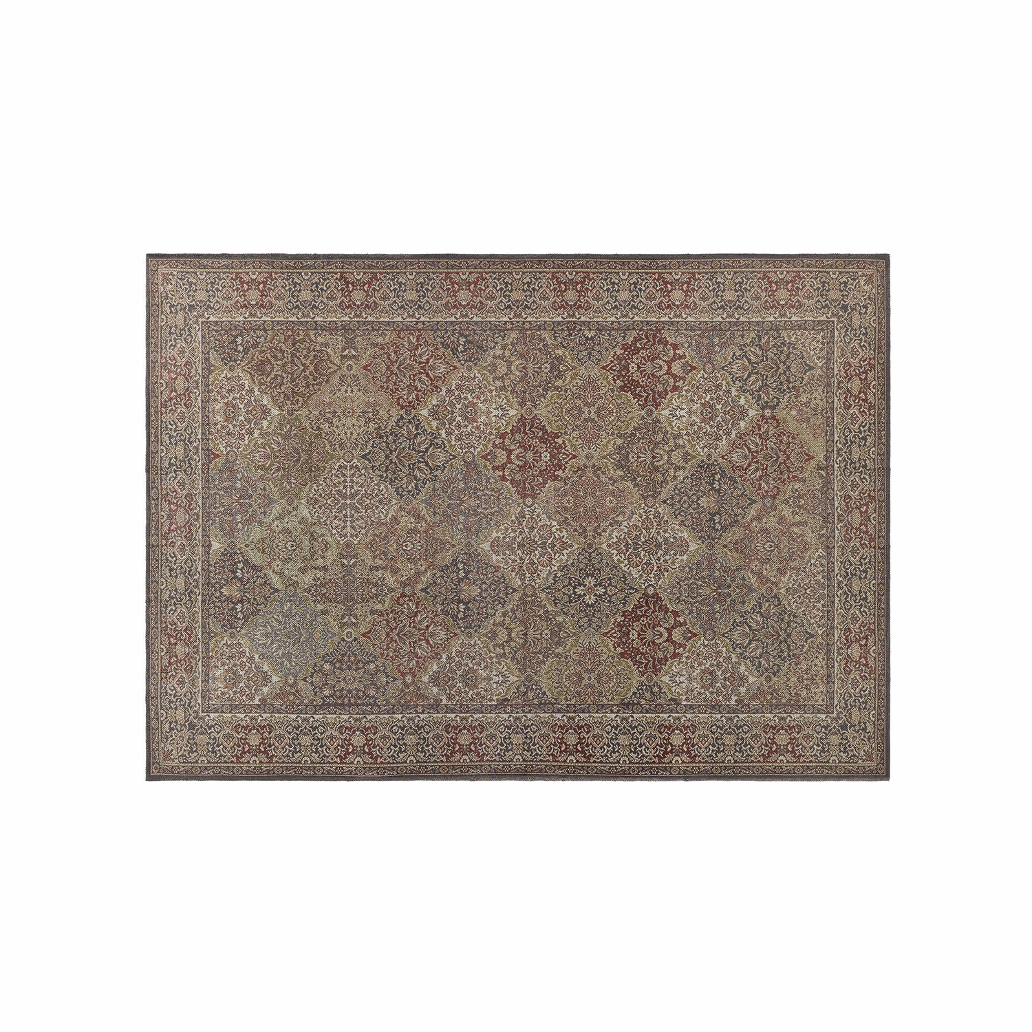 Tapis d'intérieur et d'extérieur Malhira Tapis à motif patchwork en tons bruns et rouges, décoratif et élégant pour salon moderne