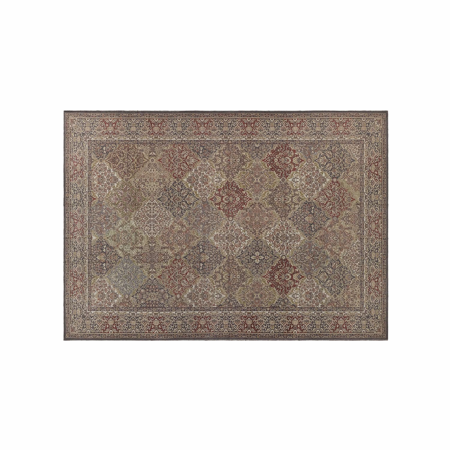Tapis d'intérieur et d'extérieur Malhira Tapis à motif patchwork en tons bruns et rouges, décoratif et élégant pour salon moderne
