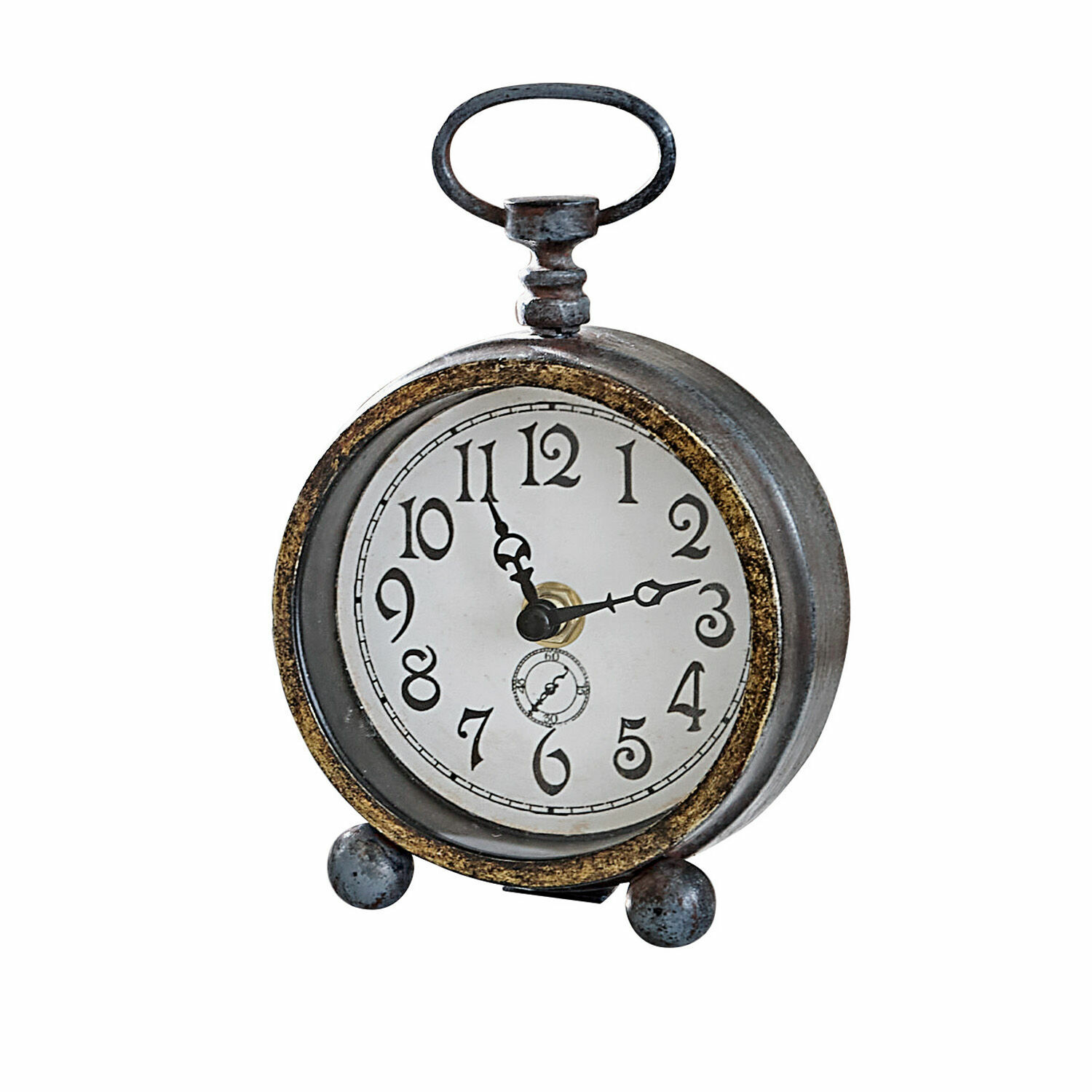 Horloge Borvin Horloge de table en métal style rétro avec cadran blanc et chiffres noirs, décoration vintage