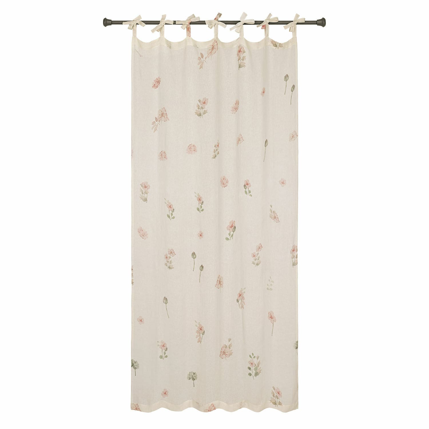 Rideau Normelie Rideau beige à motif floral délicat avec liens noués en tissu léger pour décoration intérieure