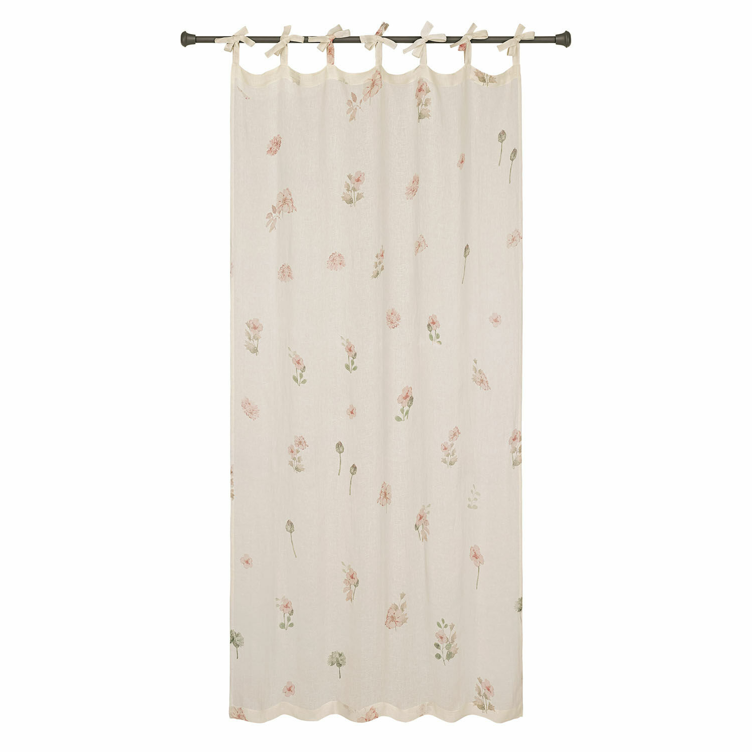 Rideau Normelie Rideau beige à motif floral délicat avec liens noués en tissu léger pour décoration intérieure