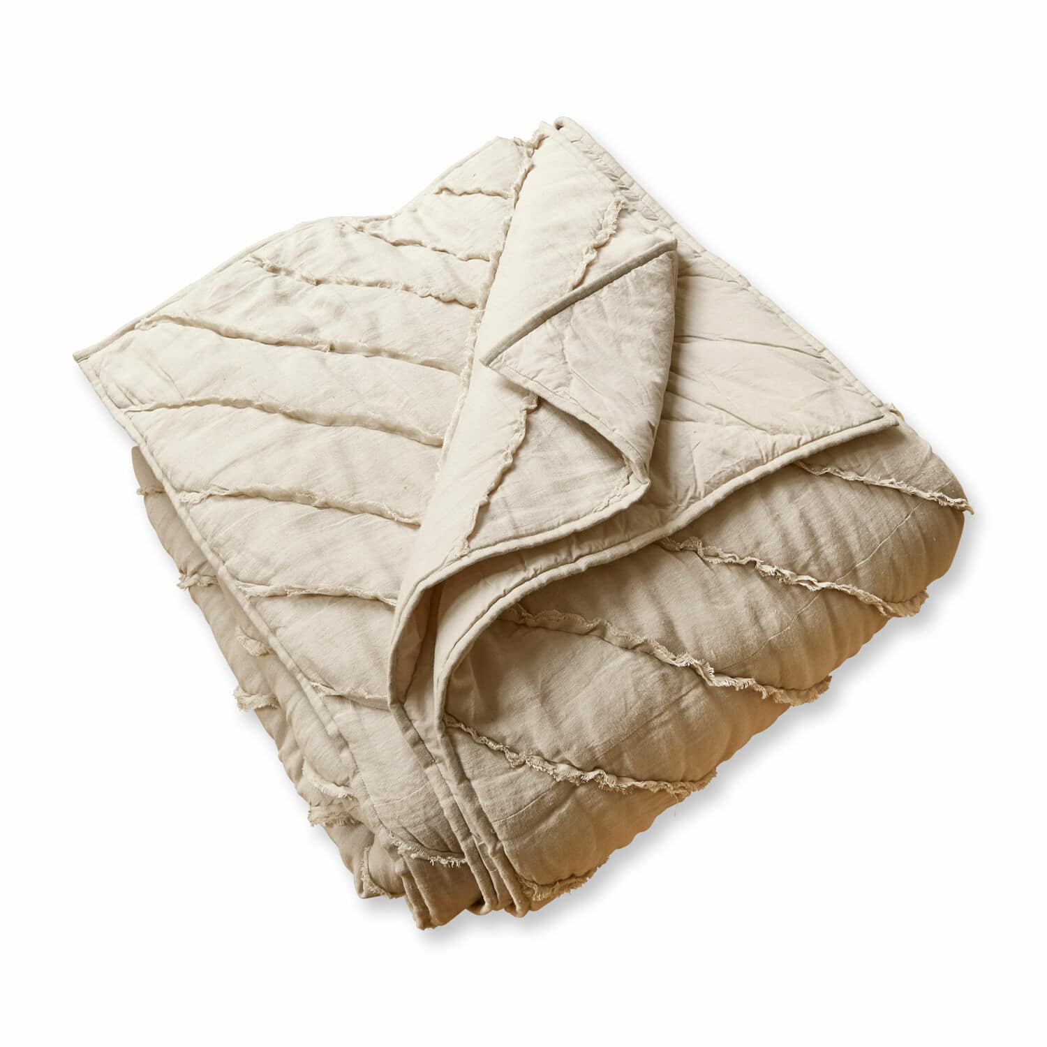 Courtepointe Eynden Plaid matelassé beige en coton doux, parfait pour une décoration chaleureuse et confortable à la maison