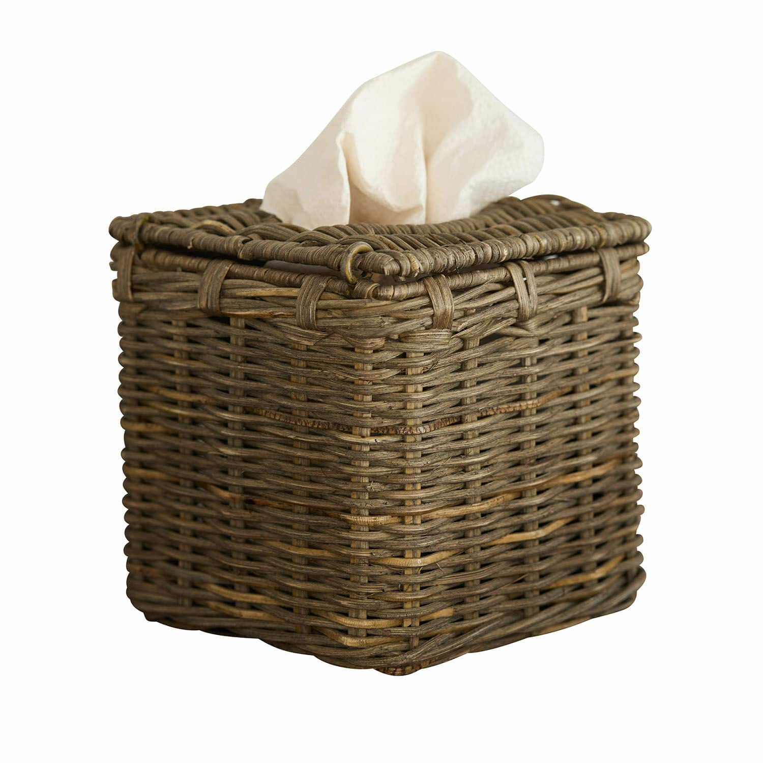 Boîte à mouchoirs Livry Boîte à mouchoirs carrée en osier brun naturel pour décoration intérieure élégante