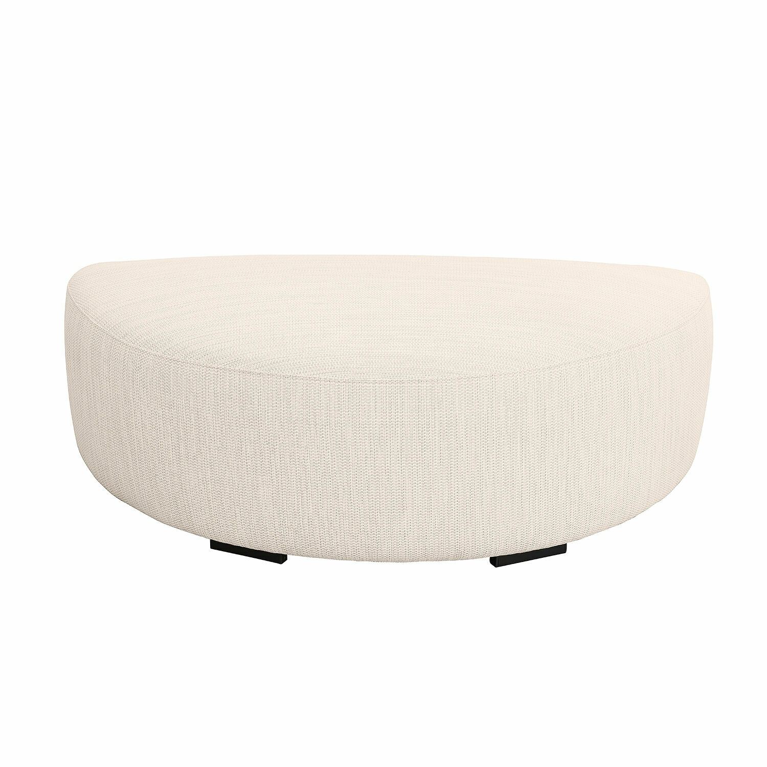 Pouf Cassongue beige en tissu avec forme demi-lune pour un intérieur moderne