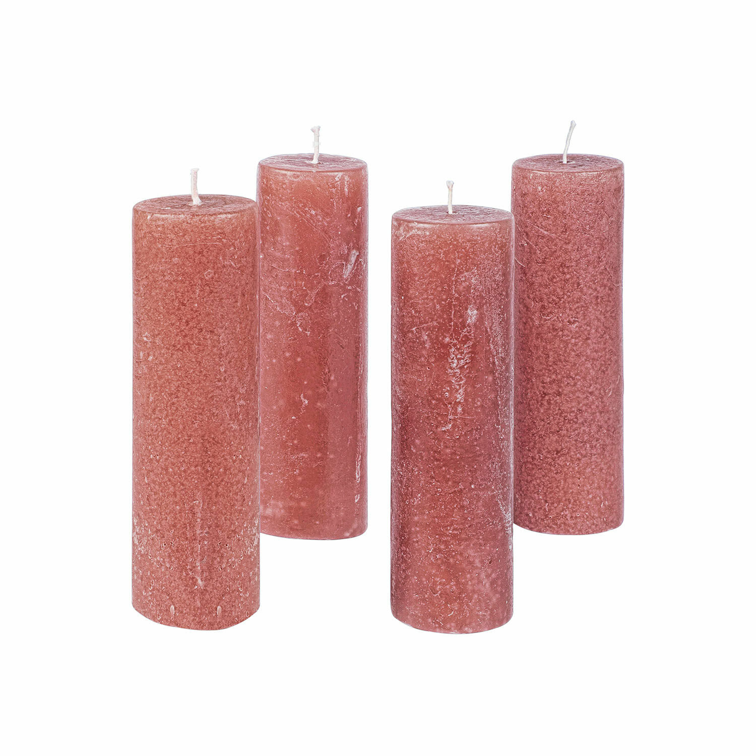 rose Lot de 4 bougies roses Muriel avec texture rustique pour décoration intérieure