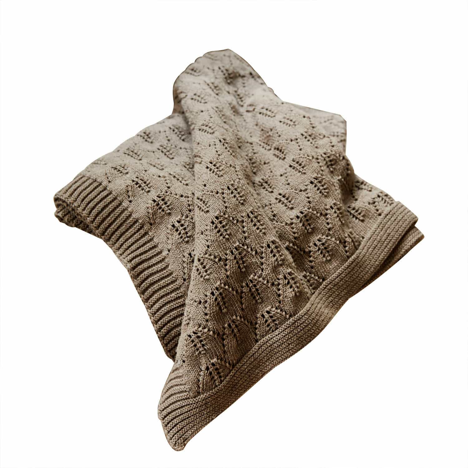 Couverture pour bébé Ernival Plaid beige en coton tricoté avec motif délicat, parfait pour les soirées fraîches et la décoration intérieure