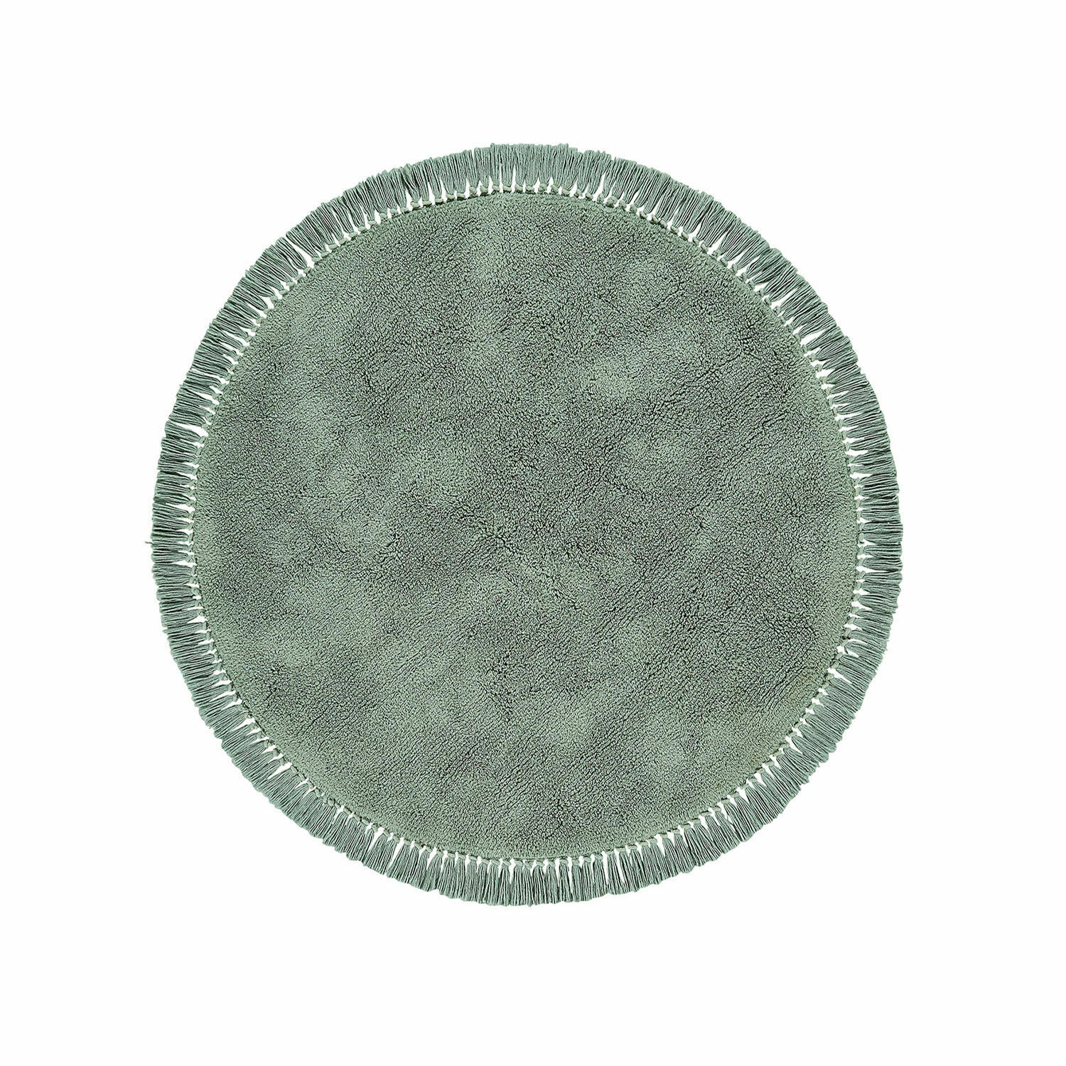 Tapis Ivalex Tapis rond vert en coton avec franges, doux et décoratif pour la maison