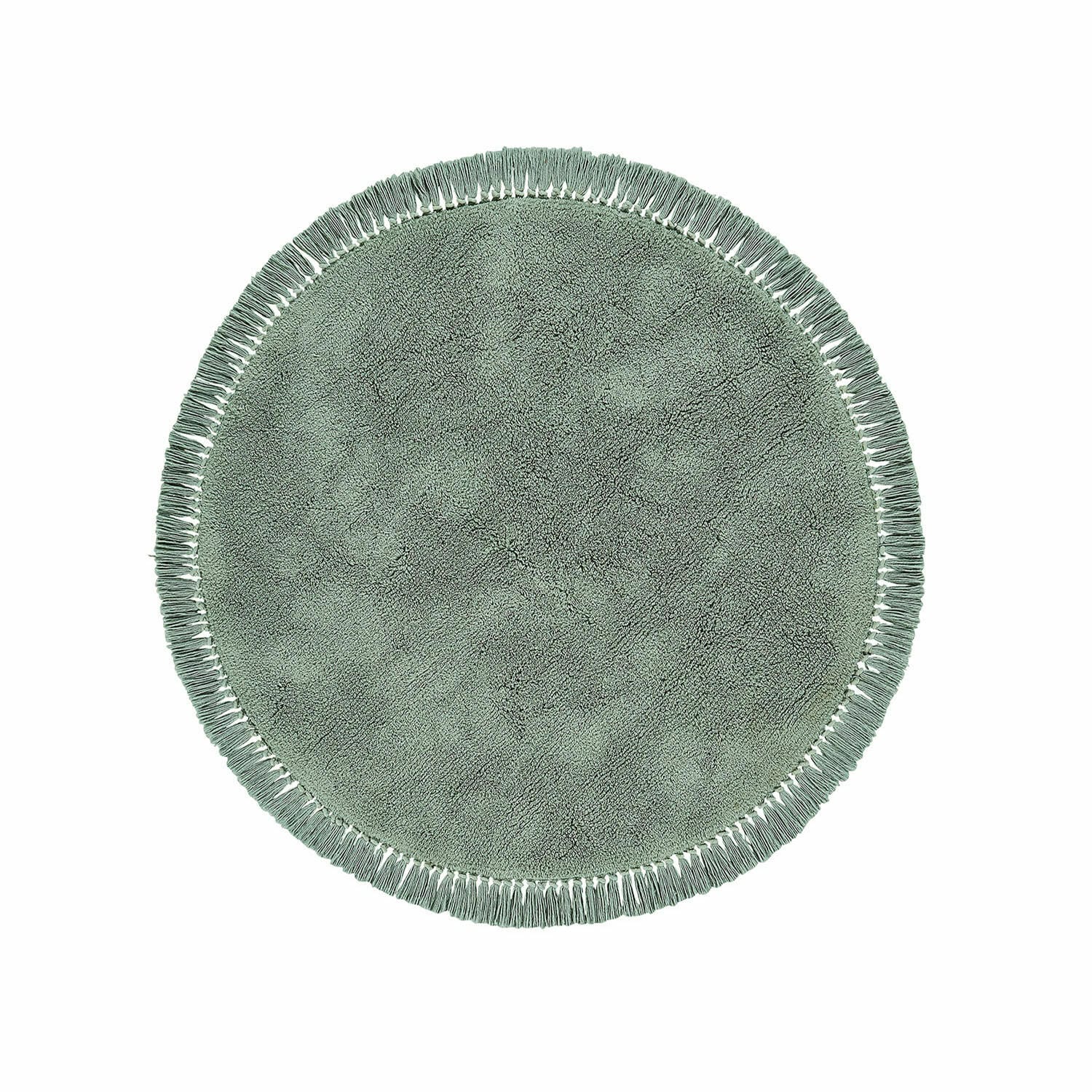 Tapis Ivalex Tapis rond vert en coton avec franges, doux et décoratif pour la maison