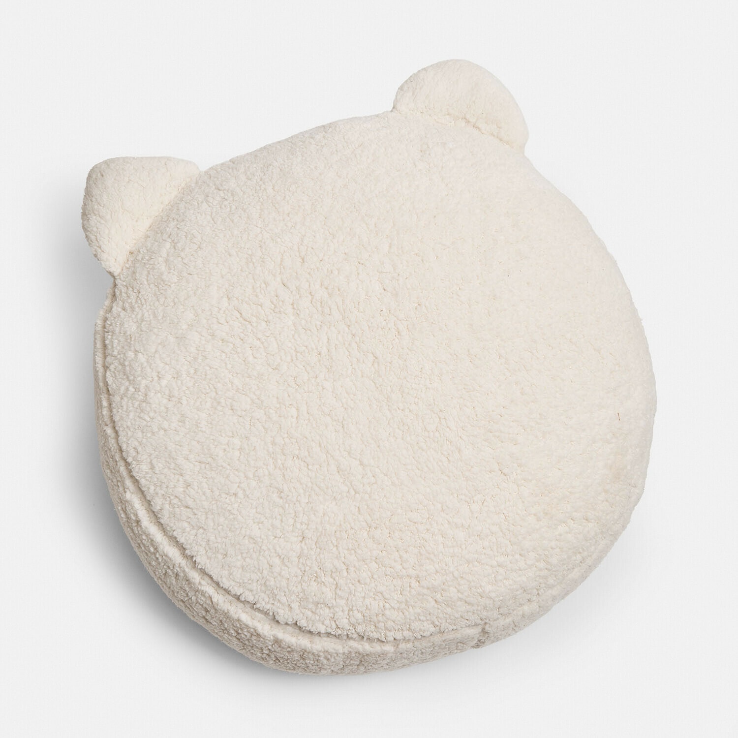 Matelas pour chat Fluffano Coussin rond en tissu doux crème avec oreilles, décoratif et confortable pour la maison