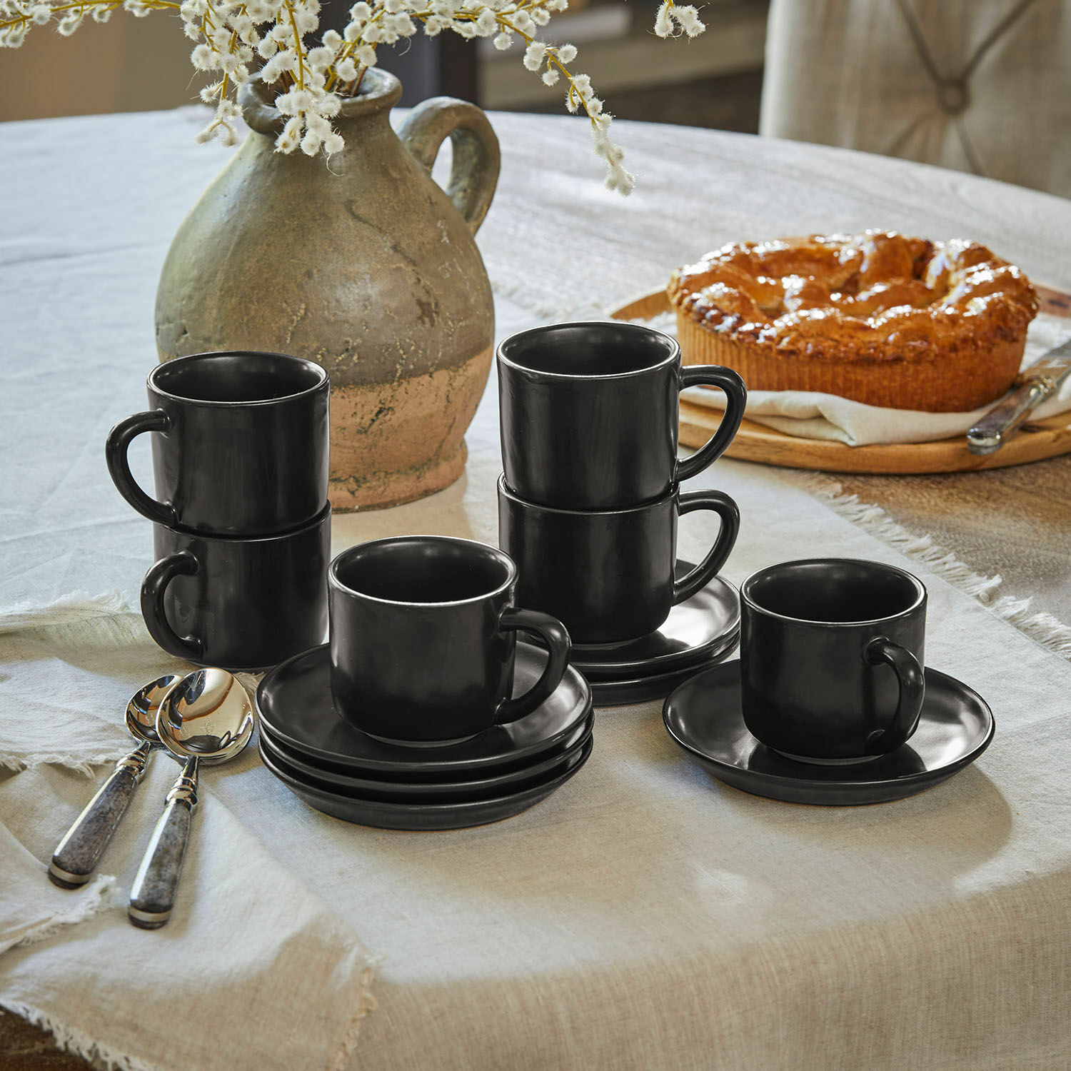 Lot de 6 tasses et soucoupes Biarré