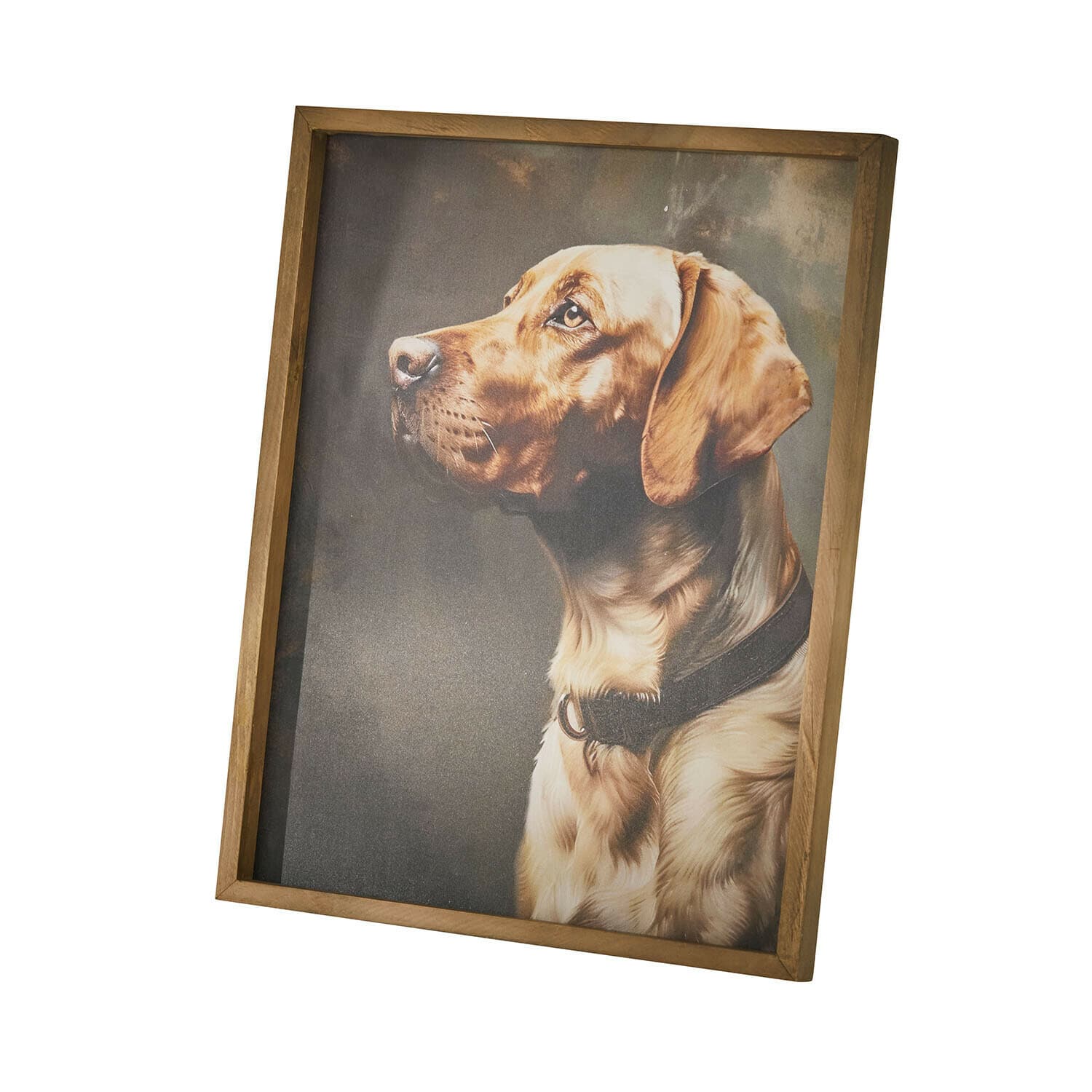 Tableau Purrana Tableau chien avec cadre en bois naturel, décoration murale élégante pour intérieur