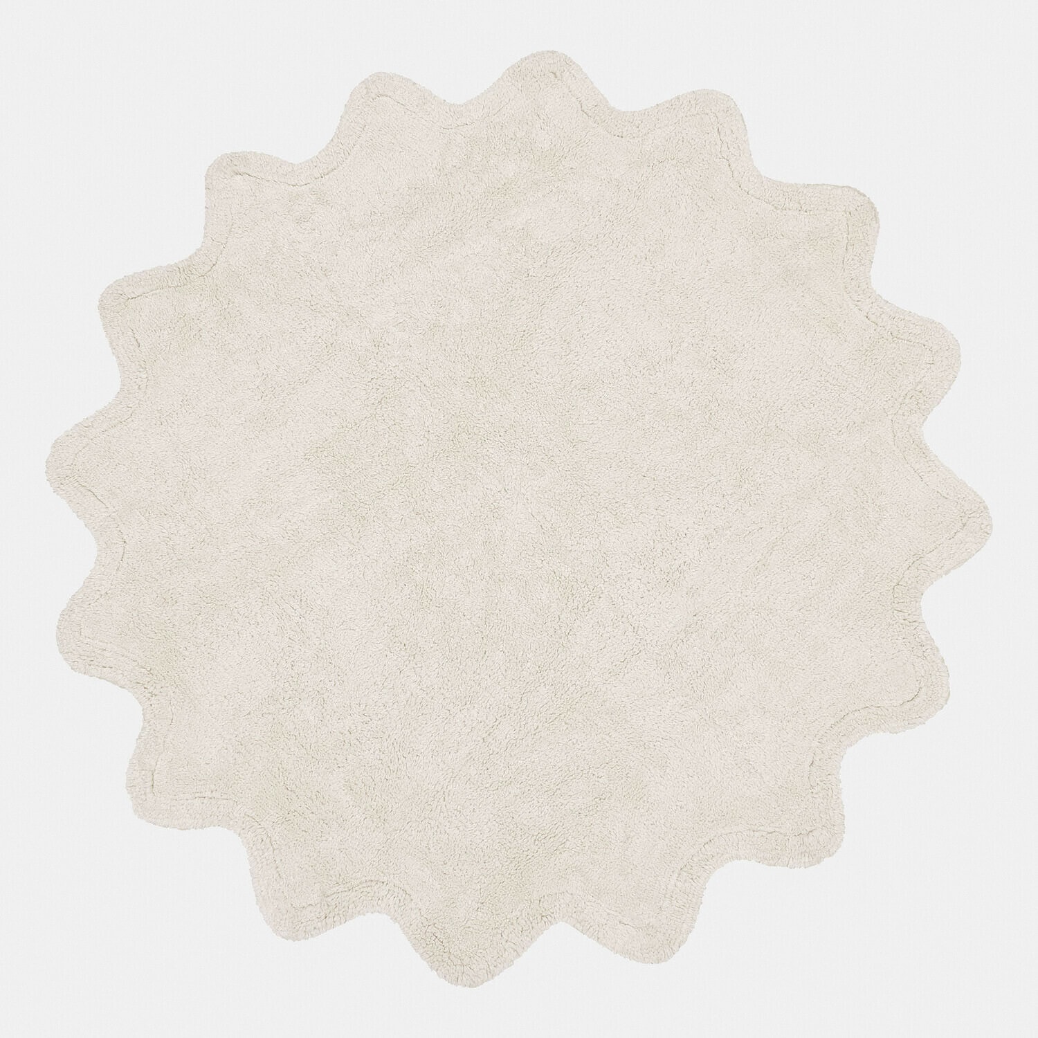 Tapis Wonderfluff Tapis de bain rond crème en tissu doux avec bord ondulé pour une décoration élégante