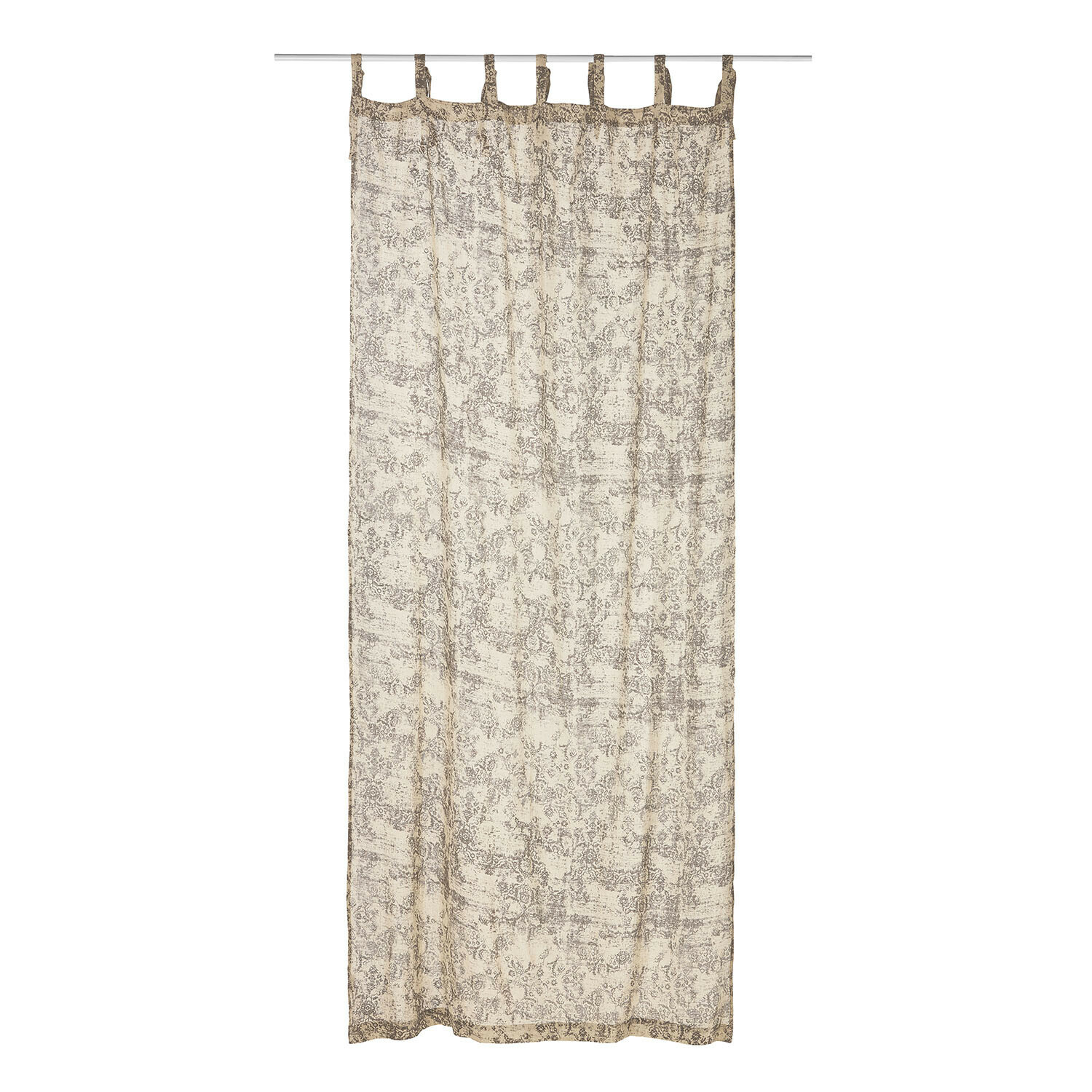 Rideau Mirette Voilage transparent marron avec motifs et passants, tissu léger pour décoration de fenêtre
