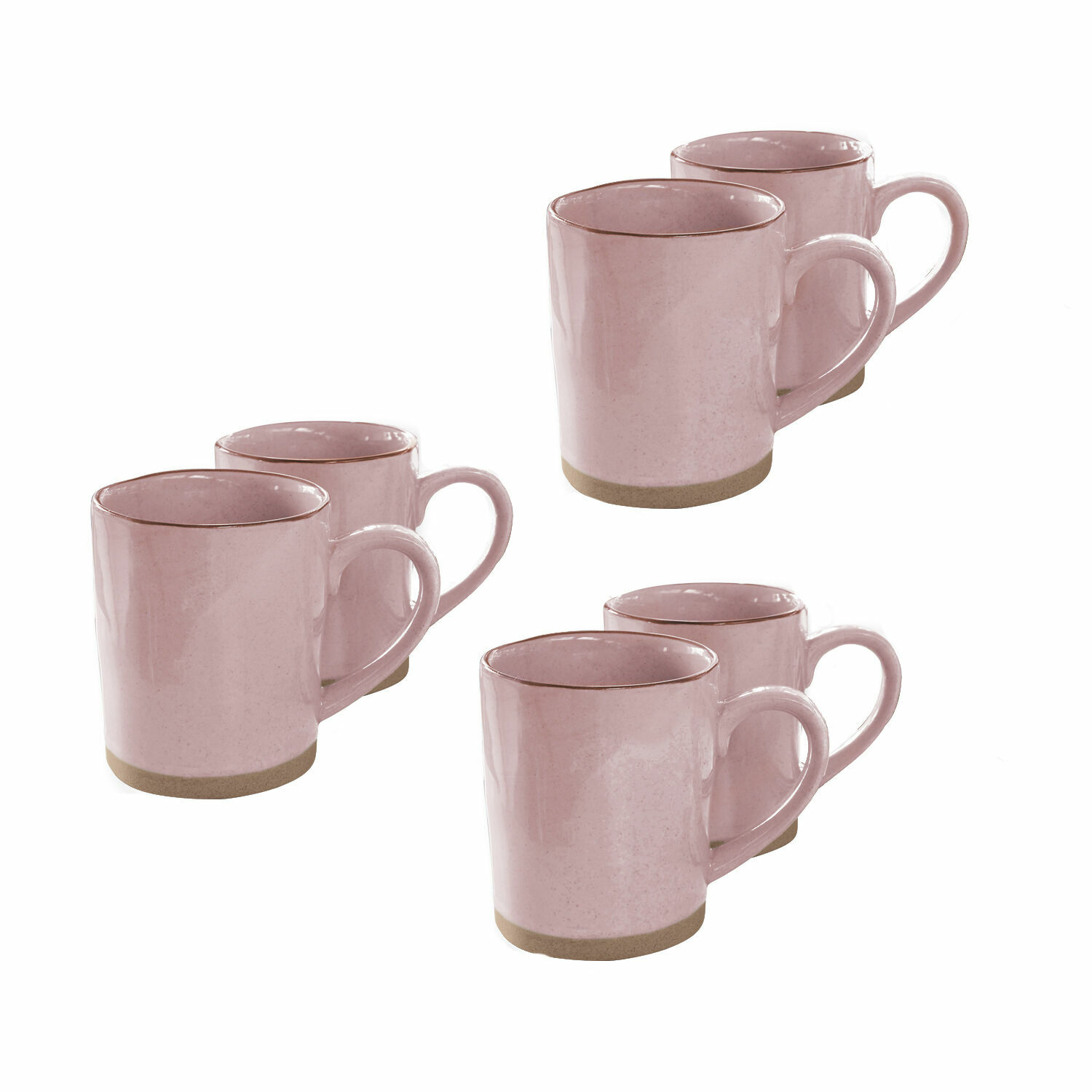 rose Ensemble de 6 tasses en céramique rose Biarritz avec base marron mat pour café et thé