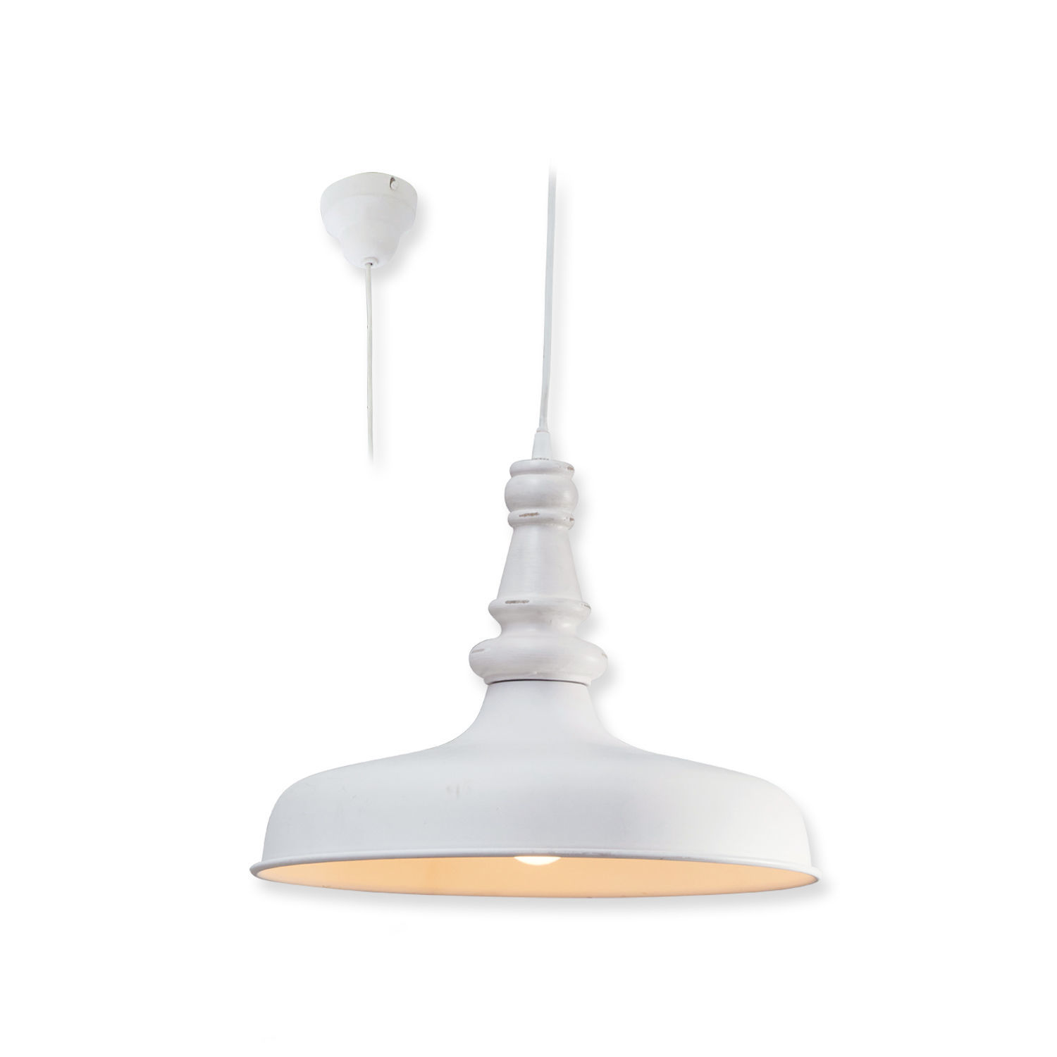 blanc vieilli Suspension Camryn en métal blanc antique, lampe élégante pour salon ou salle à manger