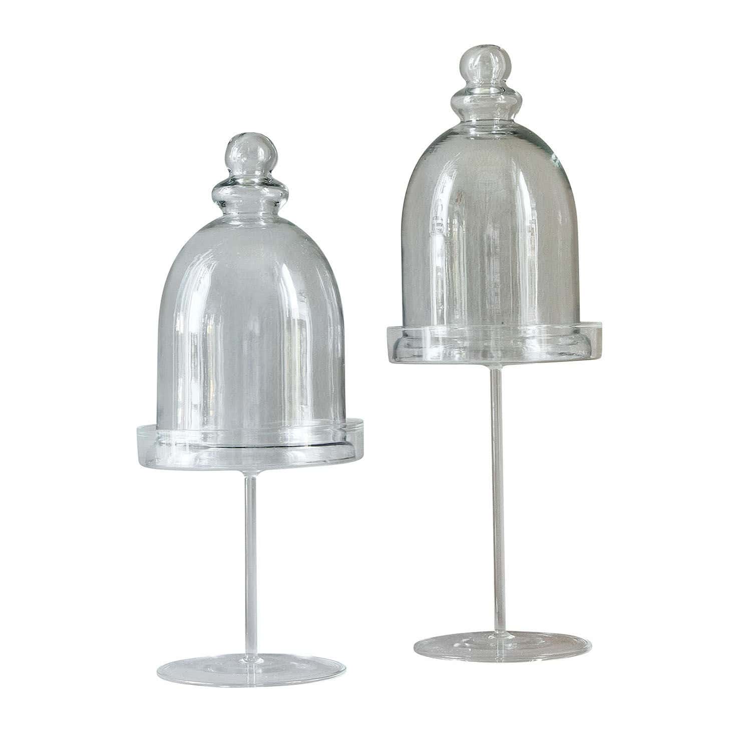 Lot de 2 cloches en verre Hibous